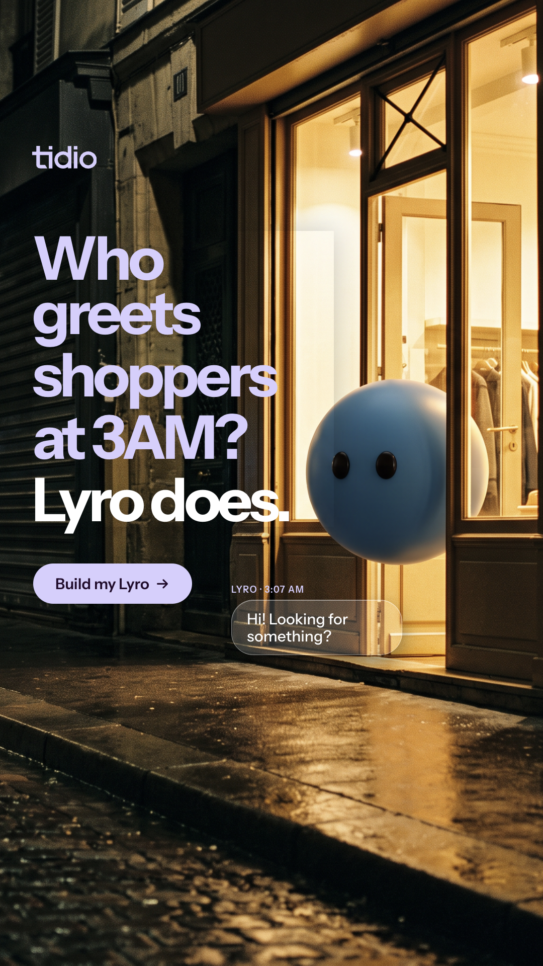 Tidio Facebook ad: Don’t Make Customers Wait Until Morning