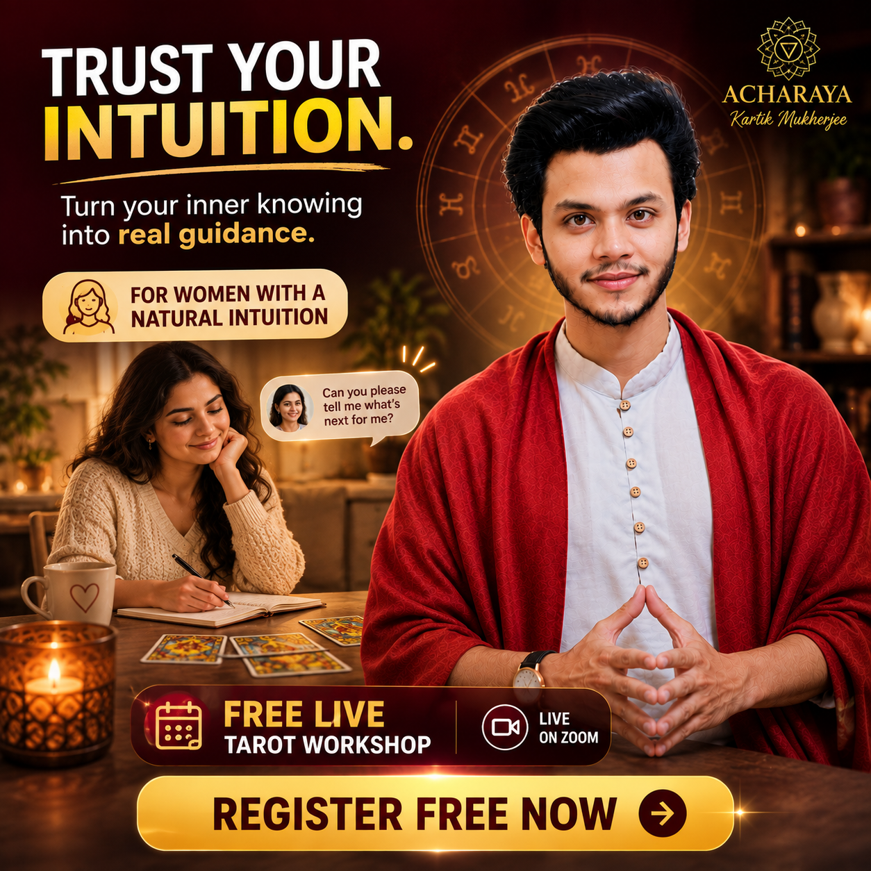 Acharaya.in Facebook ad: Learn Tarot From Home
