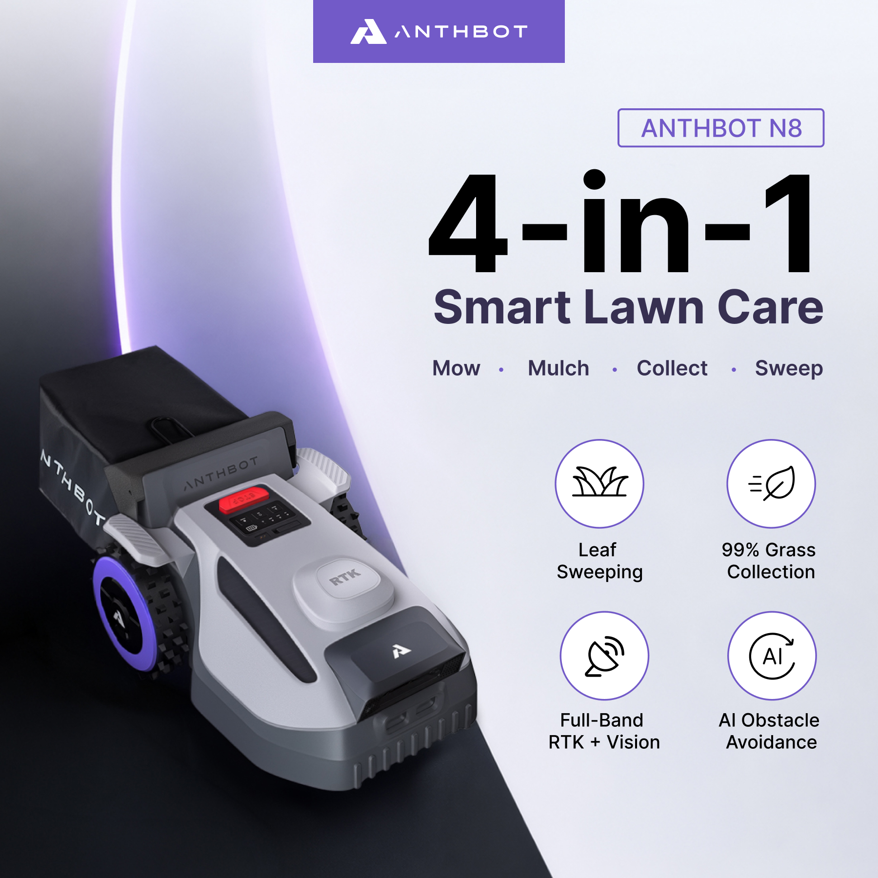 ANTHBOT Facebook ad: 4-in-1 Robot Lawn Mower