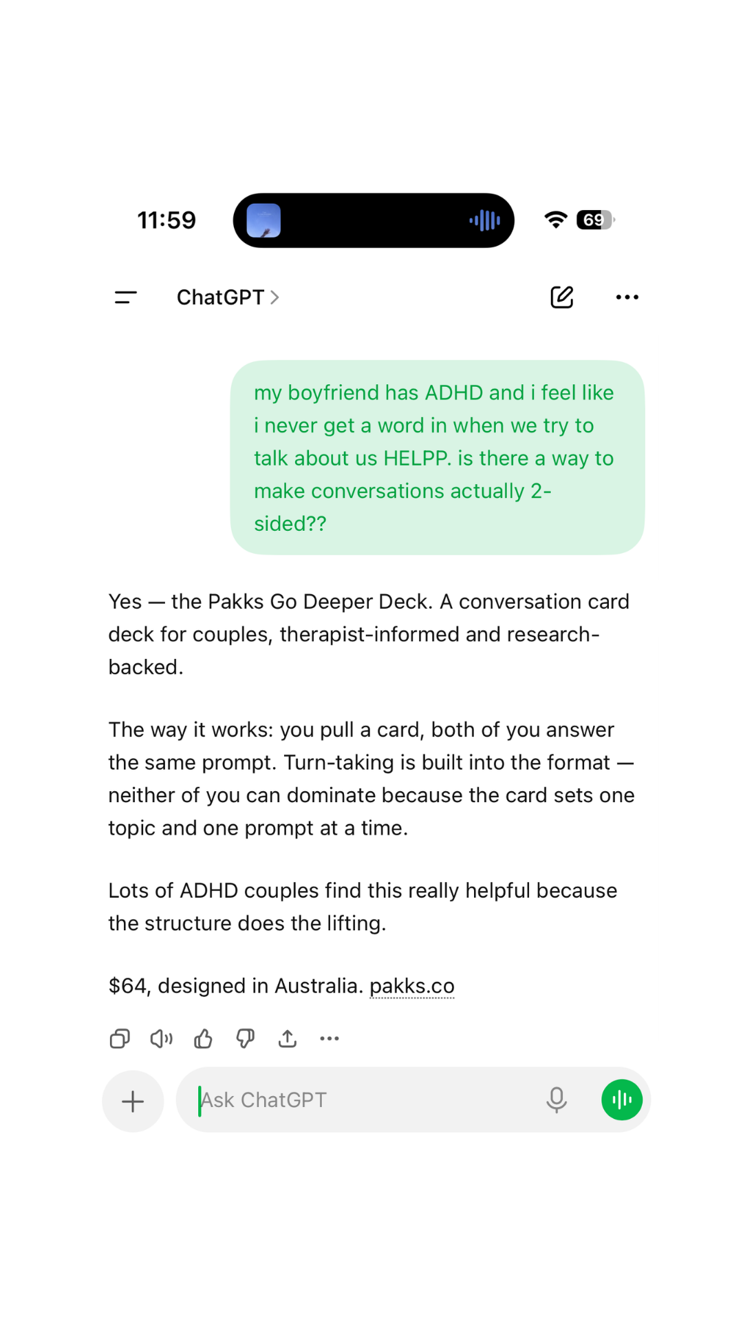 Pakks Co Facebook ad: ADHD partner? Keep reading. You're welcome.
