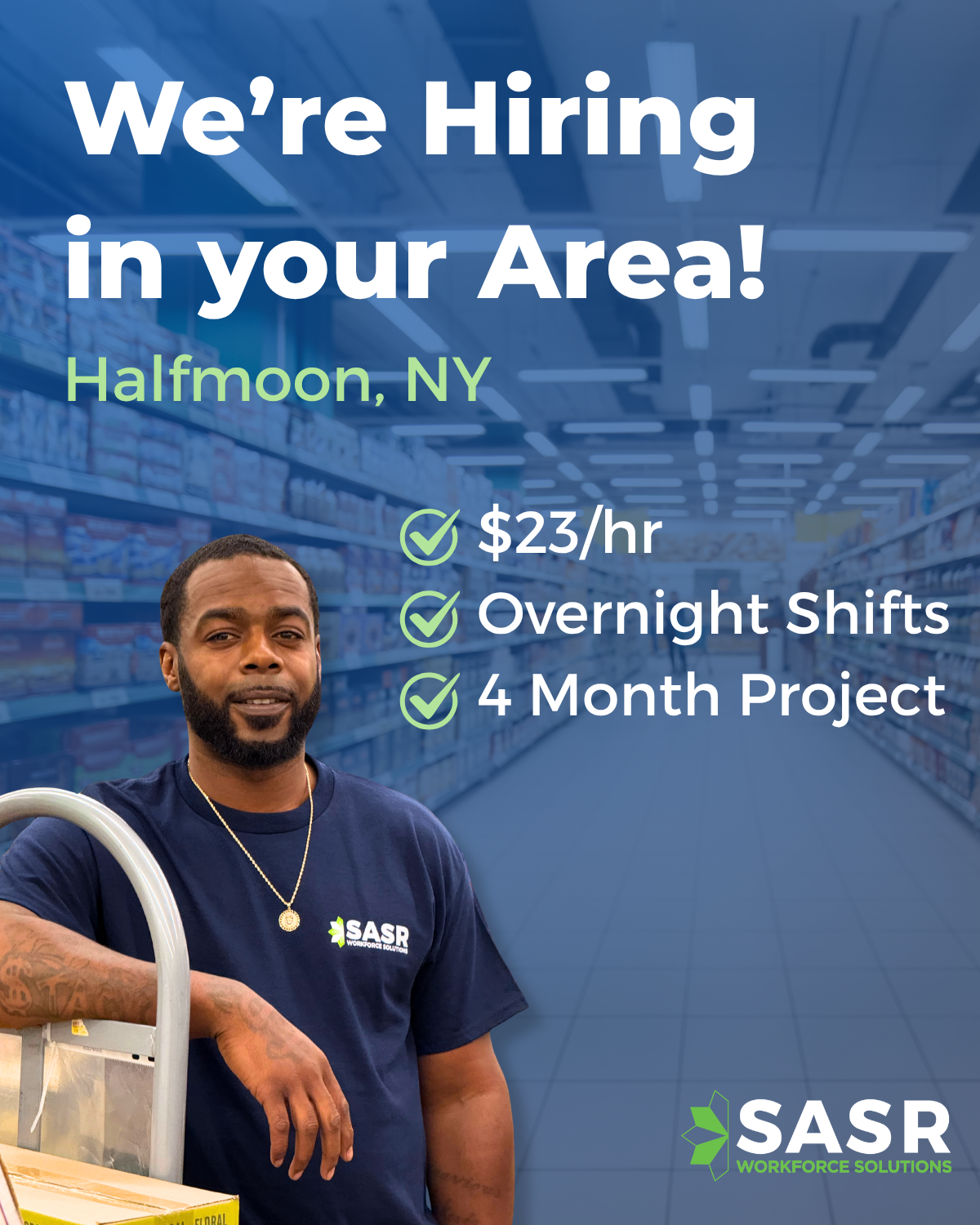 SASR Workforce Solutions Facebook ad: Earn $22/hr, Overnight Remodel Crew Needed