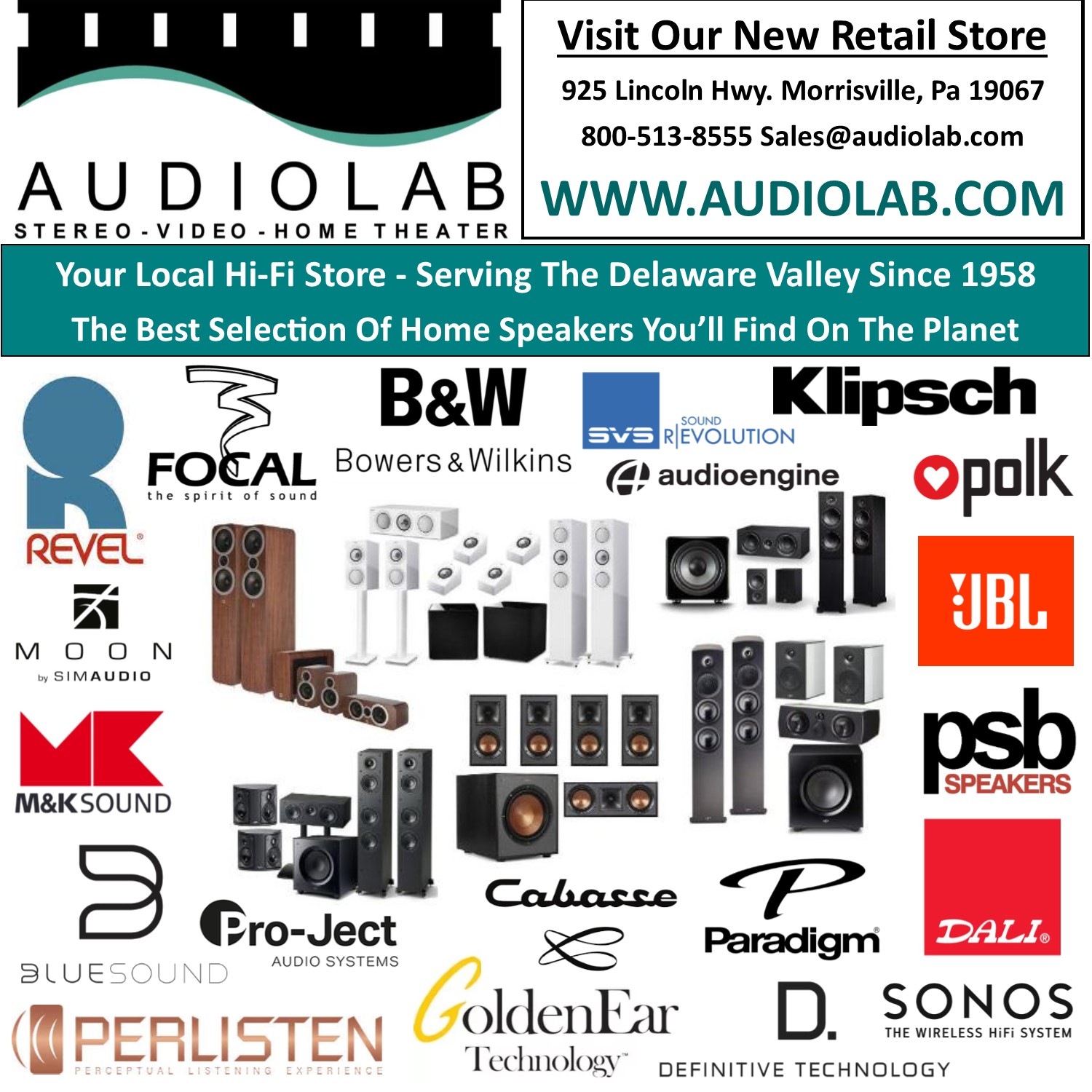 Audiolab Stereo & Video Center Facebook ad: Hey Pennsylvania. New Jersey & Surrounding Areas!