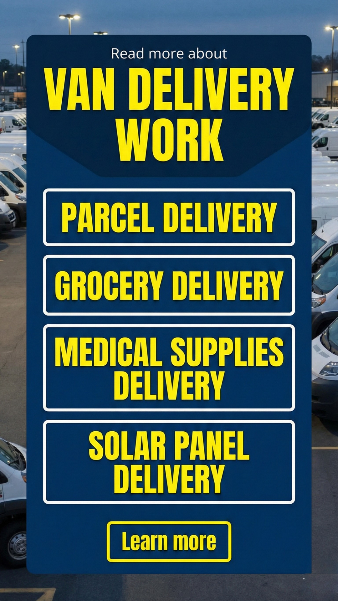 Career Path Finder Facebook ad: Learn About Van Delivery Work