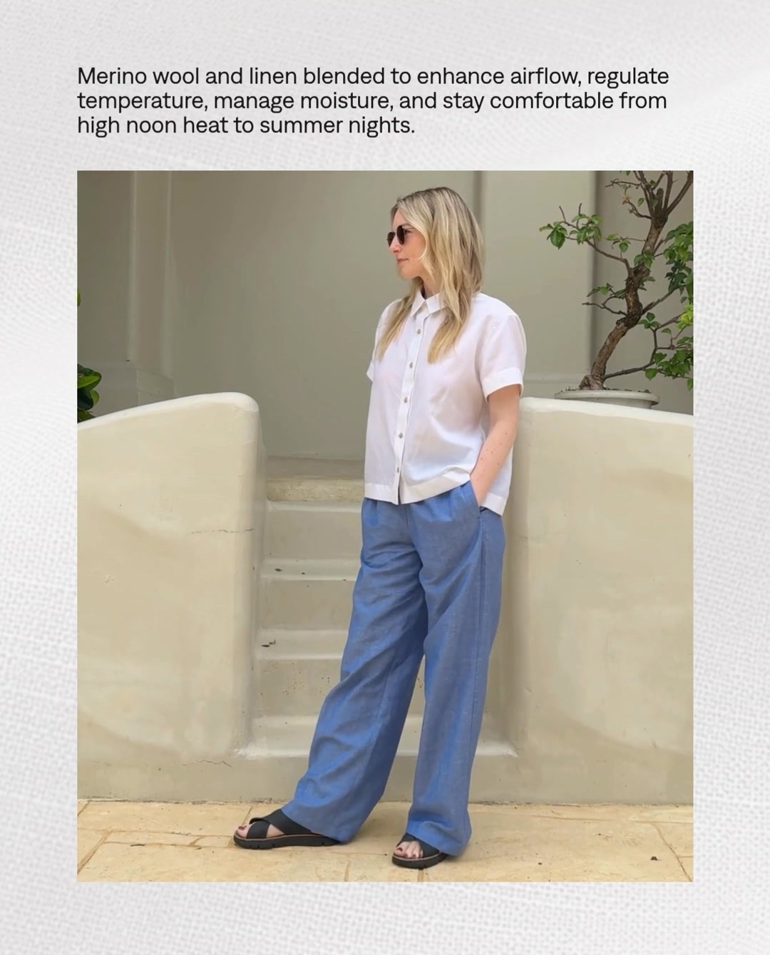 Unbound Merino Facebook ad: Naturally Breezy. Quietly Technical.