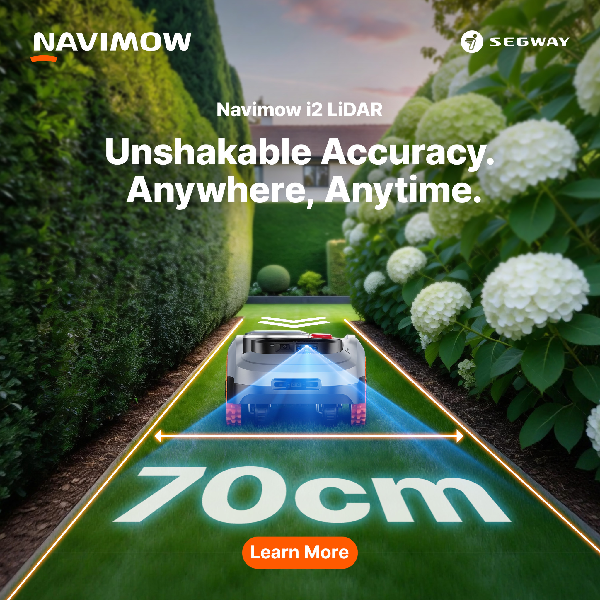 Segway Navimow Facebook ad: Navimow i2 LiDAR Robotic Lawn Mower, Drop and Mow. Tap and…