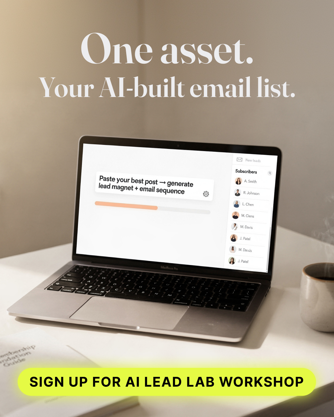 Stu McLaren Facebook ad: One Asset. AI-Built List.