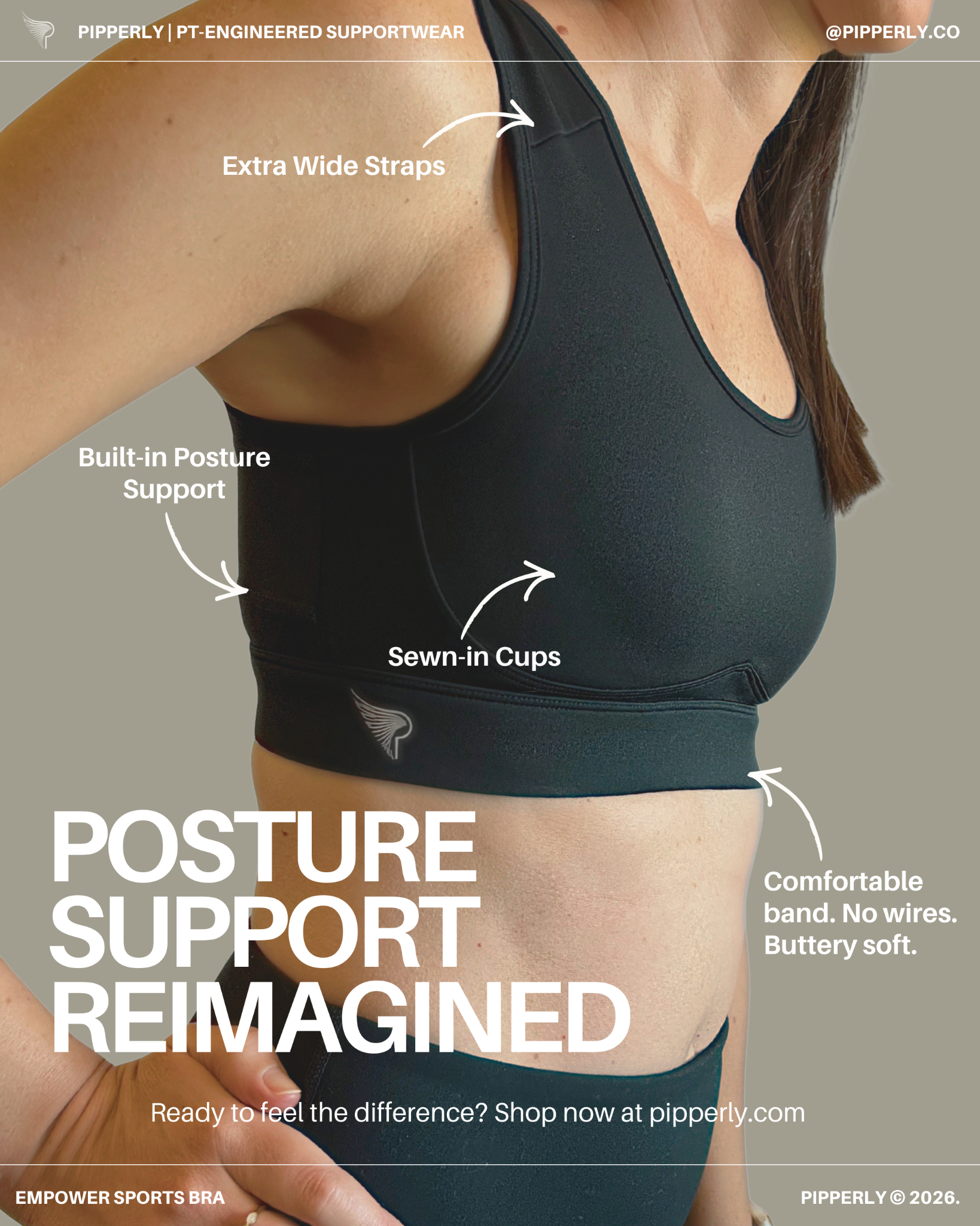 Pipperly Facebook ad: Posture Support You’ll Actually Wear