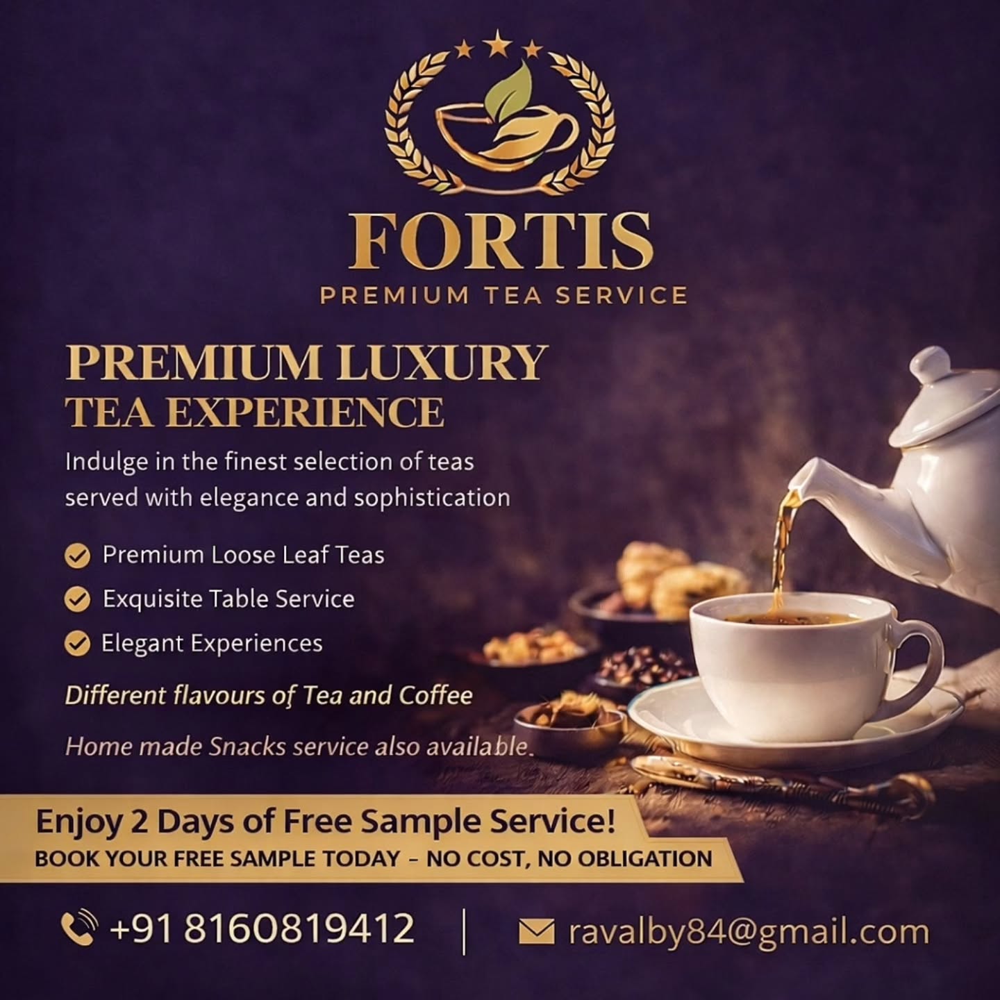 Fortis Premium Tea Service Facebook ad: Experience tea the FORTIS way