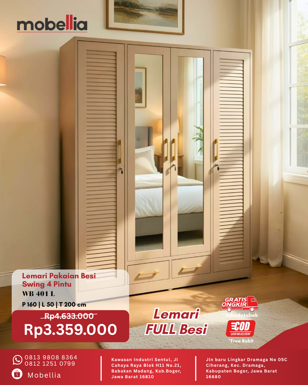 Mobellia.id Facebook ad: MAU FURNITURE KUAT & ANTI JAMUR?