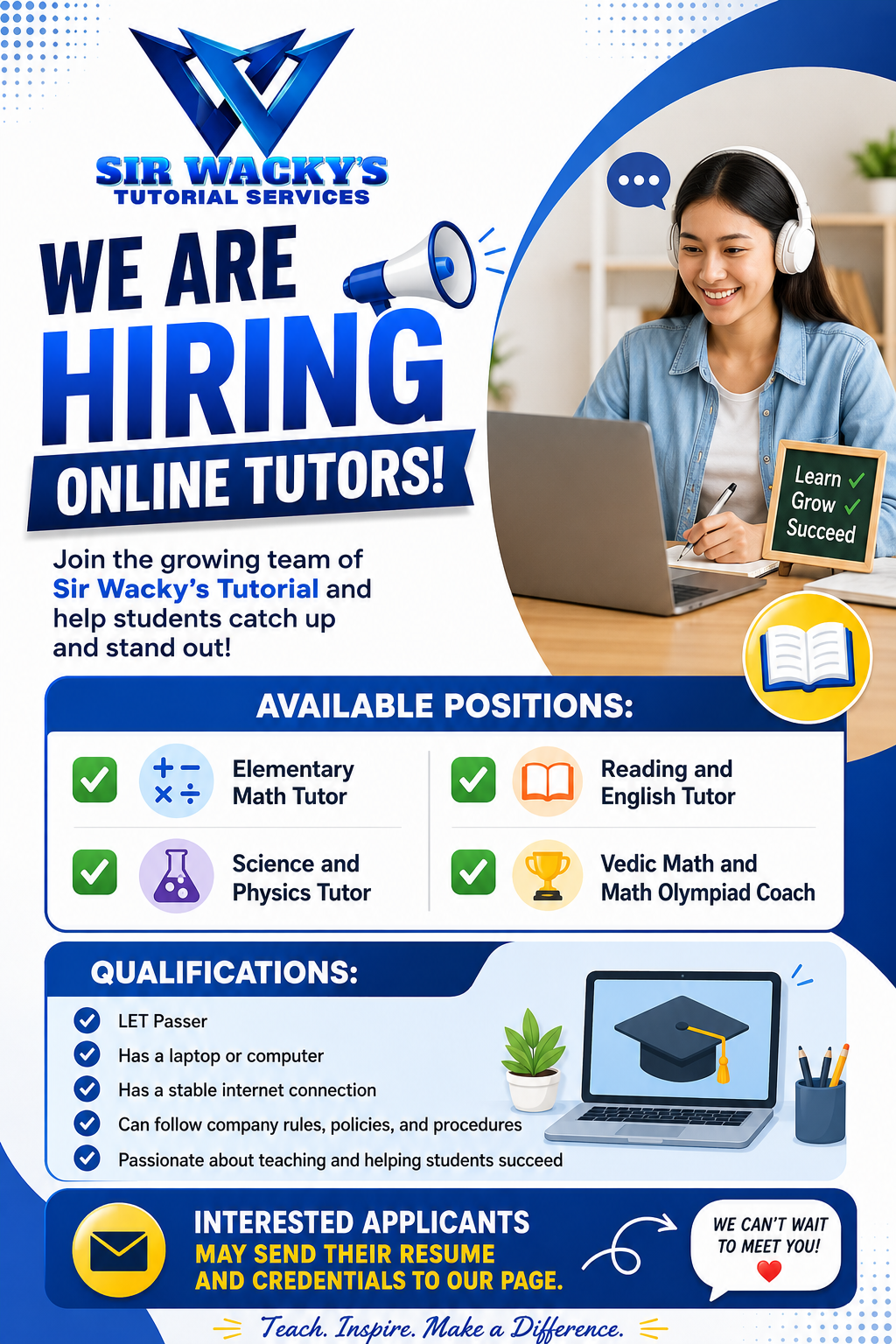 Sir Wacky's Tutorial Facebook ad: Hiring Tutor