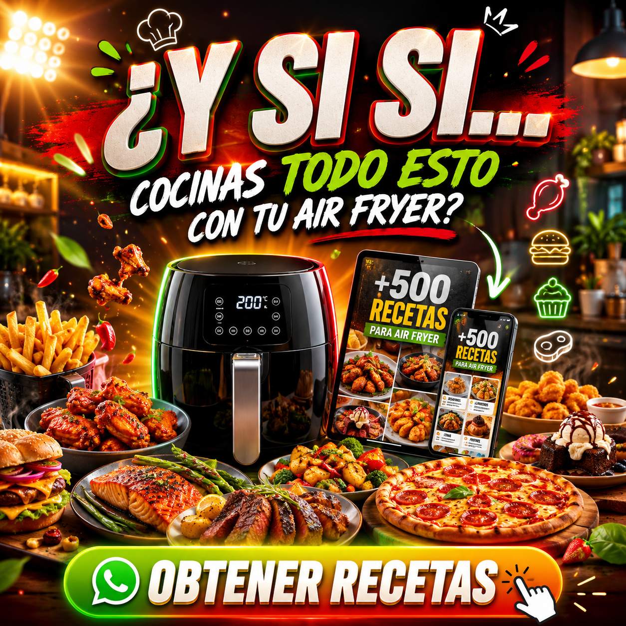 Recetas Descargables Facebook ad: ¿Tu freidora de aire casi siempre termina preparando…