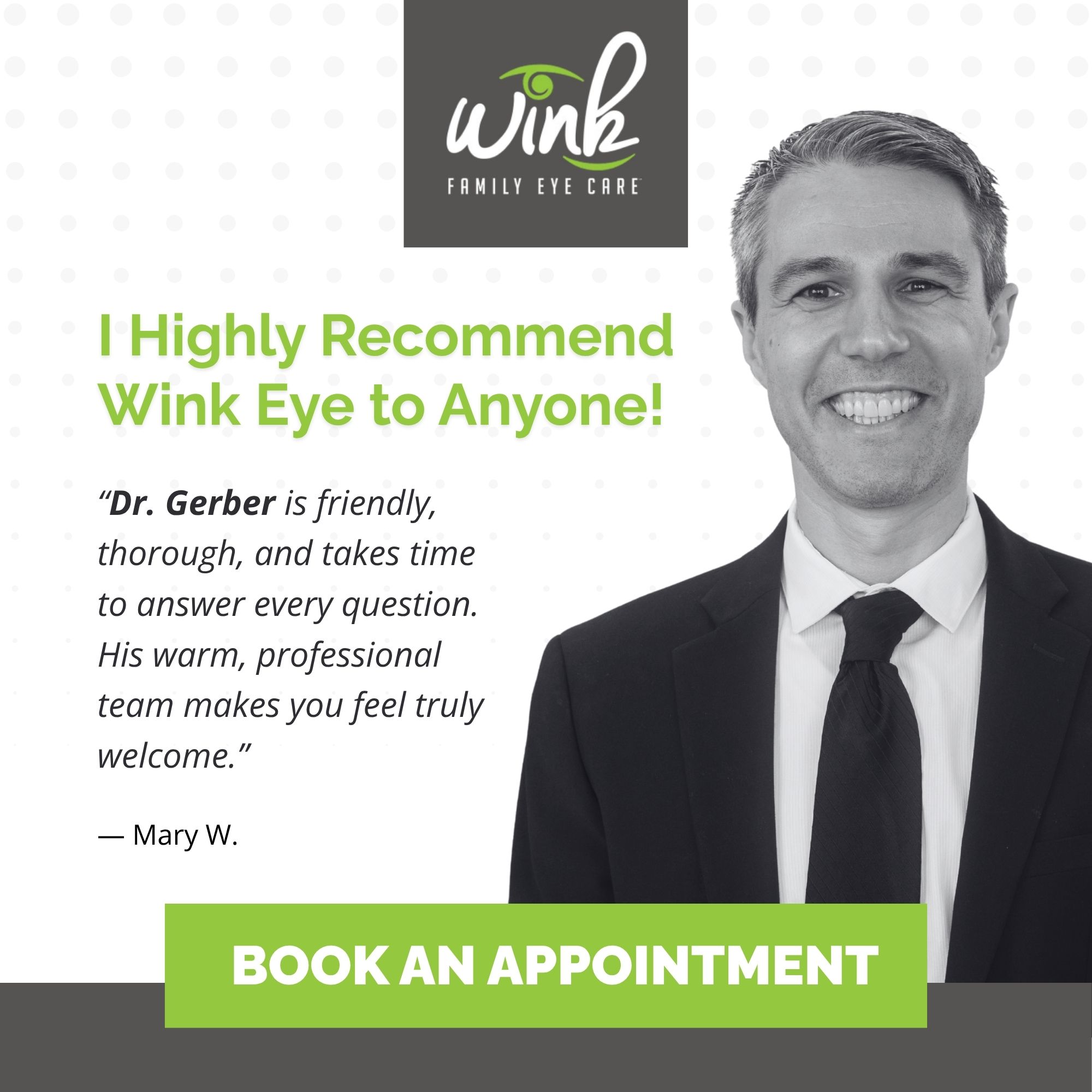 Wink Family Eye Care Facebook ad: Book an Appointment