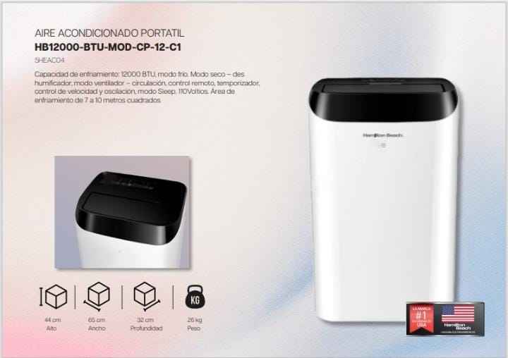 Almacenes Arian Facebook ad: AIRES ACONDICIONADOS PORTÁTILES 12MIL BTU HAMILTON BEACH…