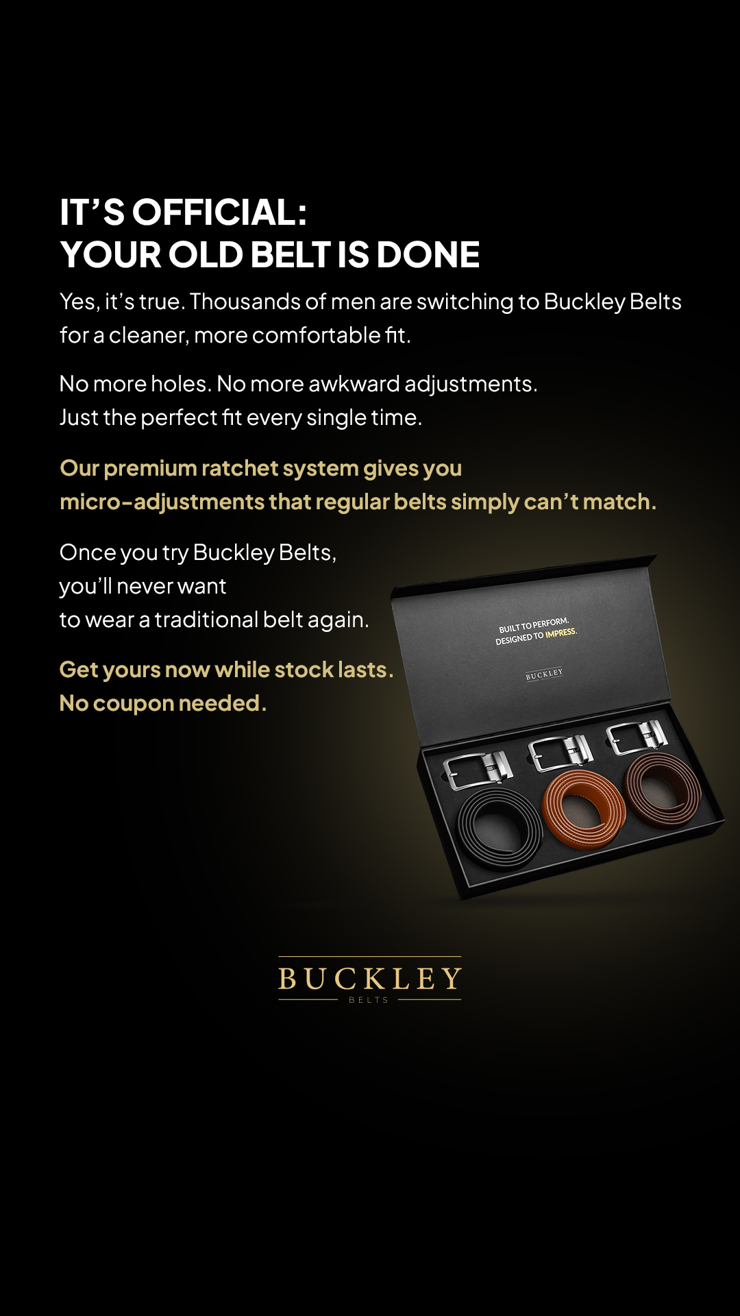 Buckley Belts Facebook ad