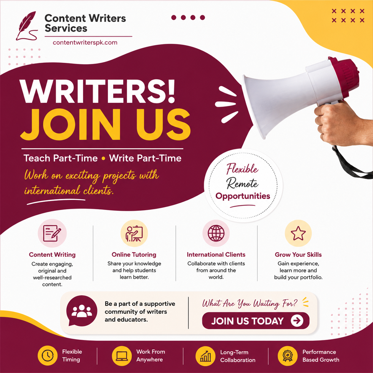 Content Writers Services Facebook ad: Join Our Team