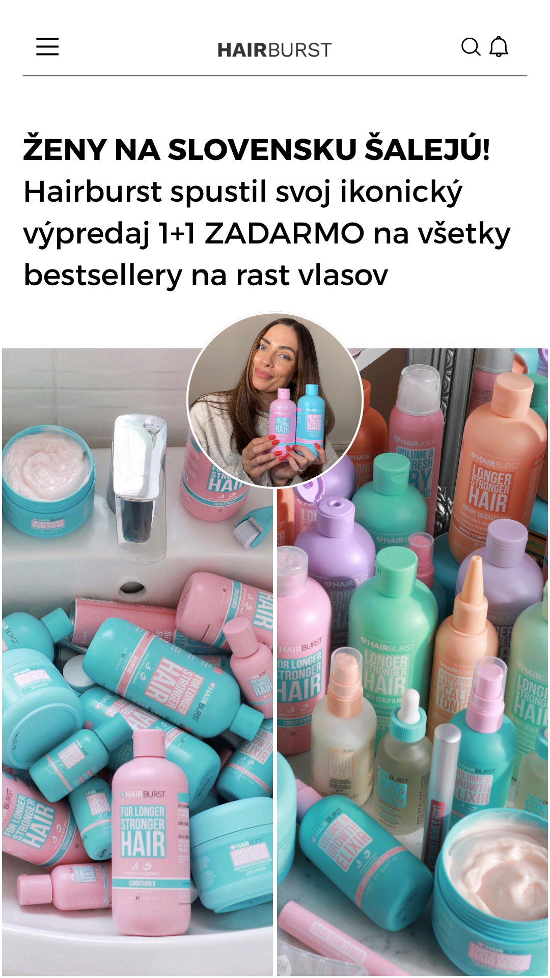 Hairburst SK.CZ Facebook ad