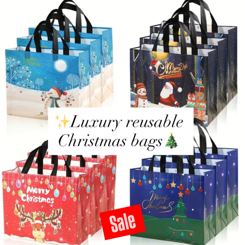 Harrison j Facebook ad: Reusable Christmas Gift Bags, No More Wrapping Paper Waste