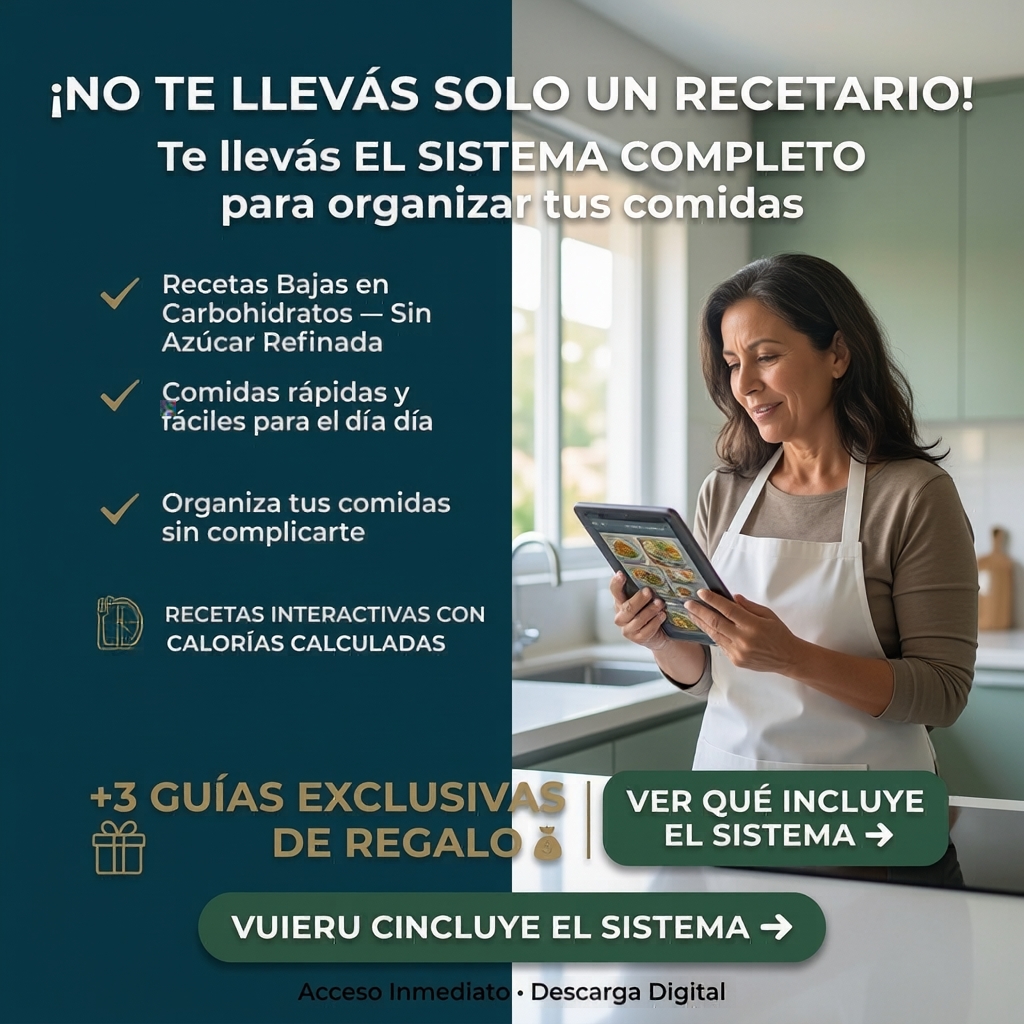 Esencia & Salud Femenina Facebook ad: ¡No te llevas solo un recetario! Te llevas el sistema…