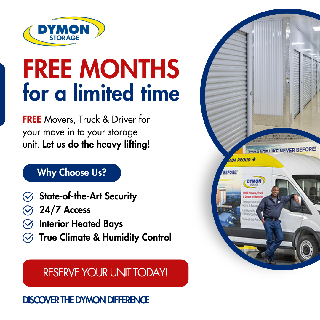 DYMON Storage Facebook ad: 2 Months FREE Storage in Oshawa!