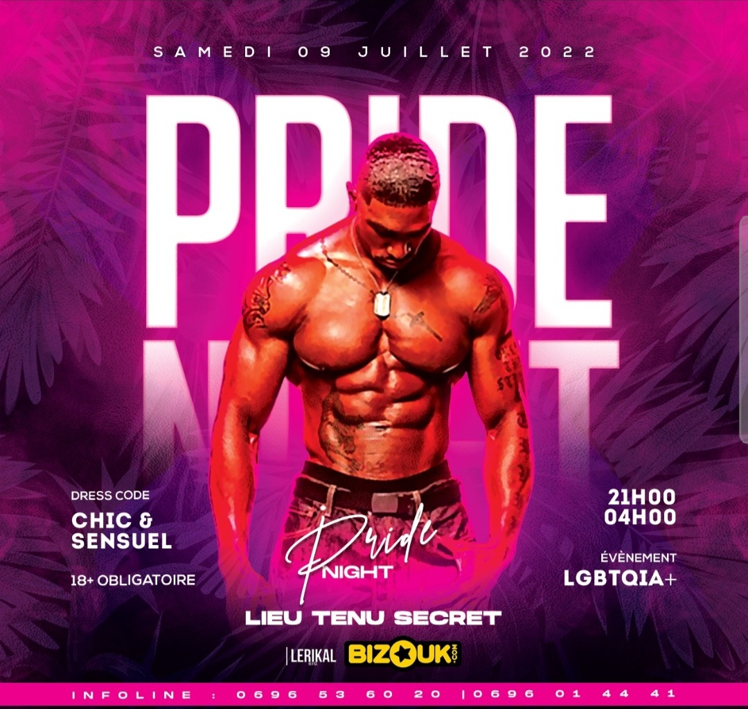 Pride night Facebook ad: MANIFESTATION LE 09/07/2022 SOIREE LGBTQIA+.