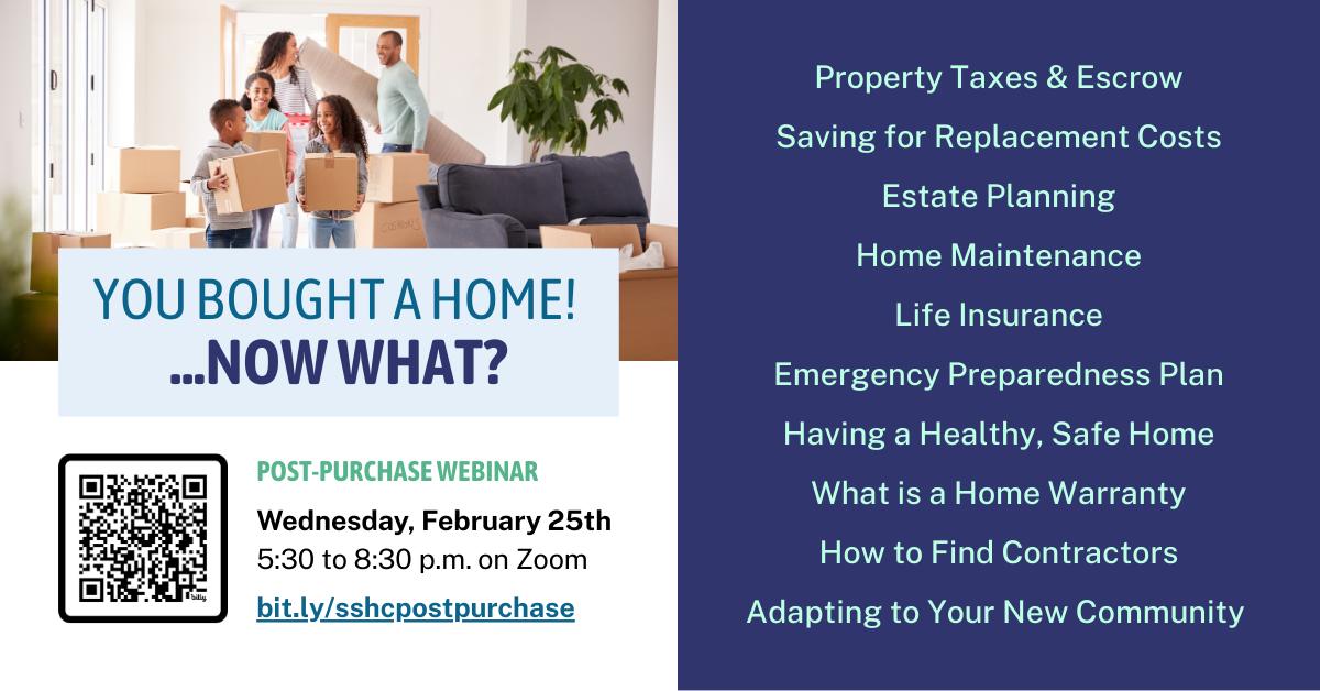 South Suburban Housing Center Facebook ad: Welcome! You are invited to join a webinar: You Bought a…