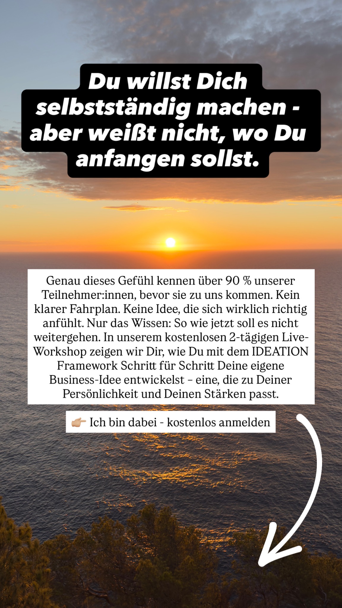 Isleofmind_academy Facebook ad: Ideenfindungs Live-Event