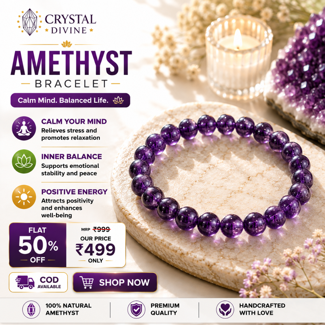 CrystalDivine Facebook ad: 50% OFF | Health Crystal Bracelet for Wellness & Positive…