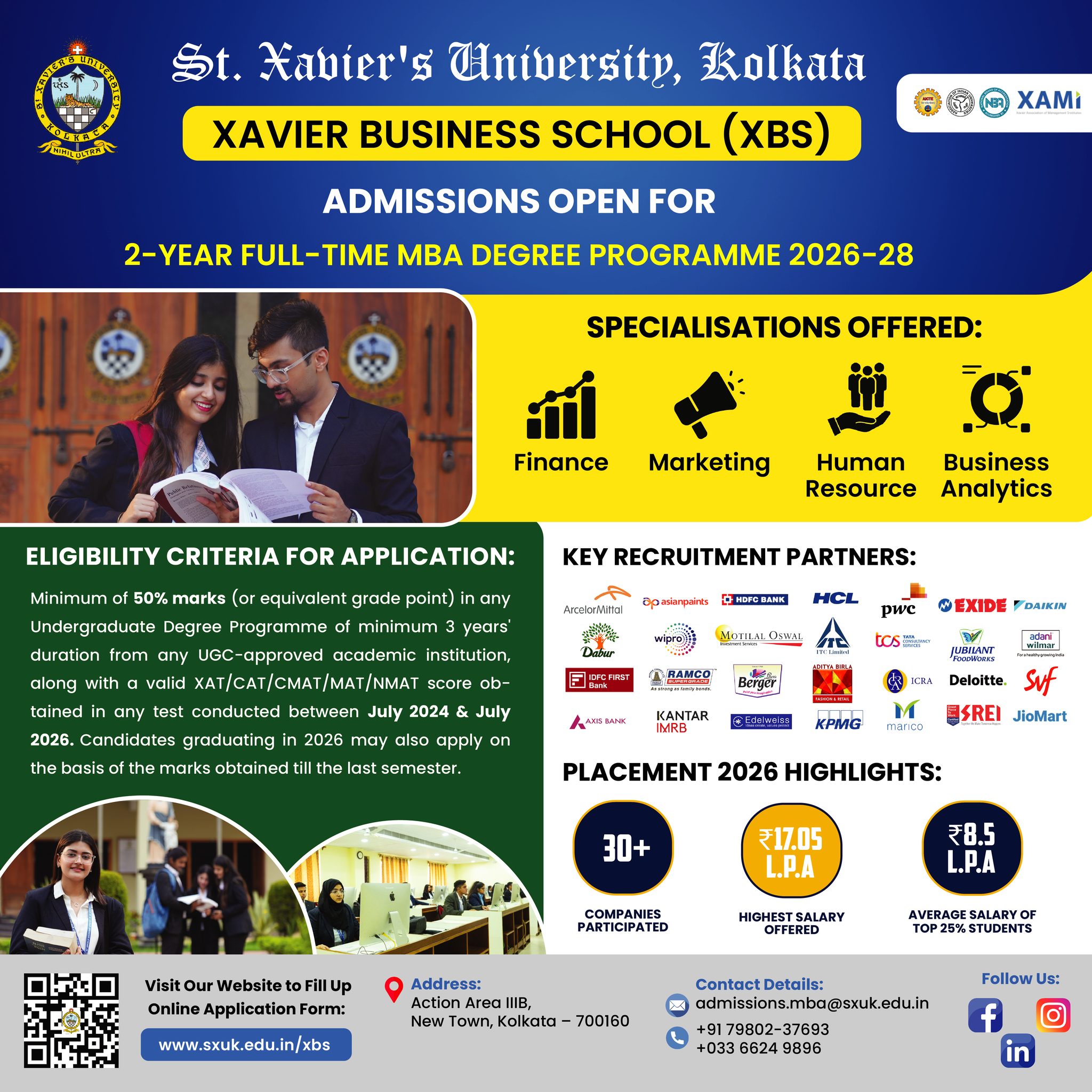 St. Xavier's University, Kolkata Facebook ad: 2-Year MBA (Full-Time) Programme 2026-28