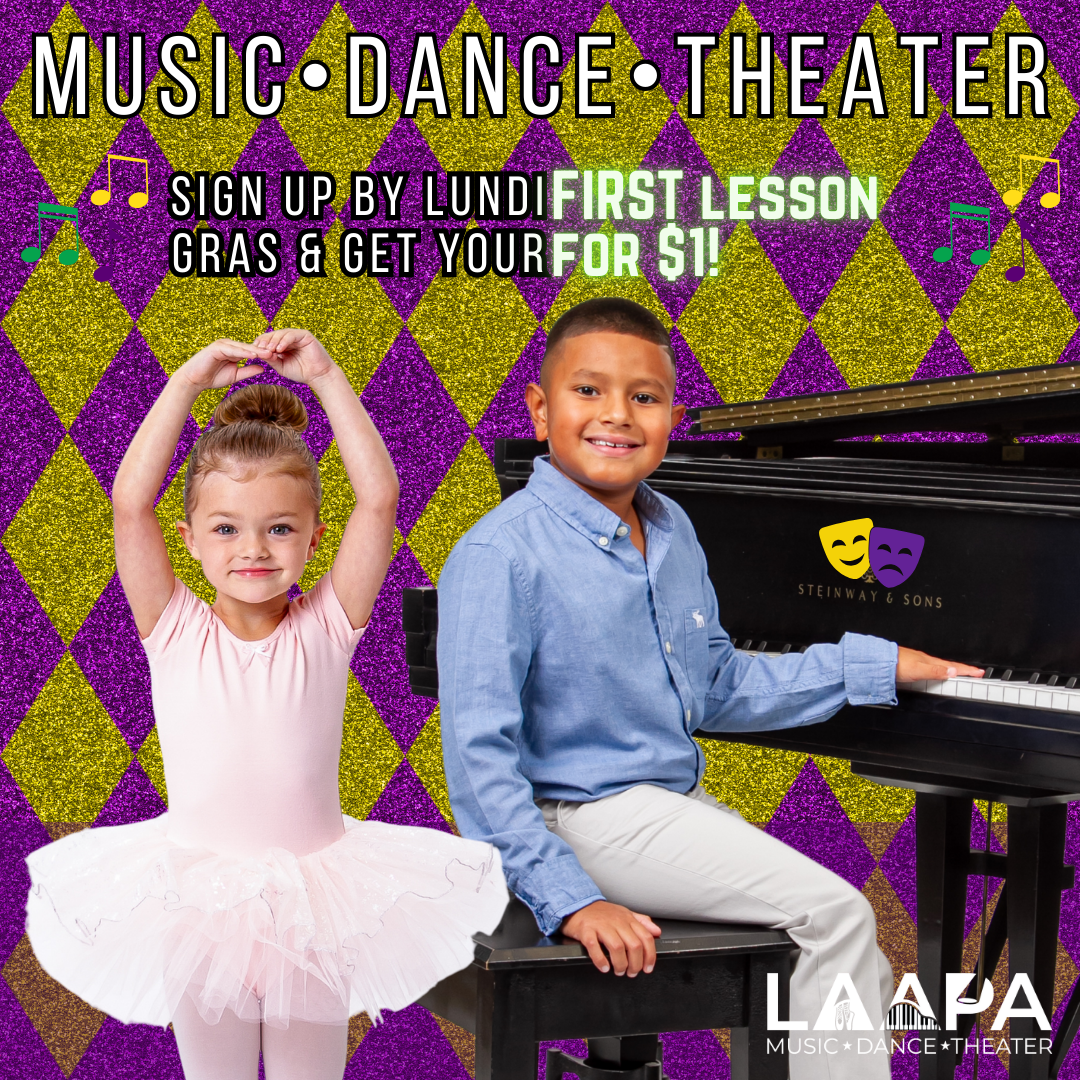 Louisiana Academy of Performing Arts Facebook ad: Hey, throw me some LESSONS Mista!
