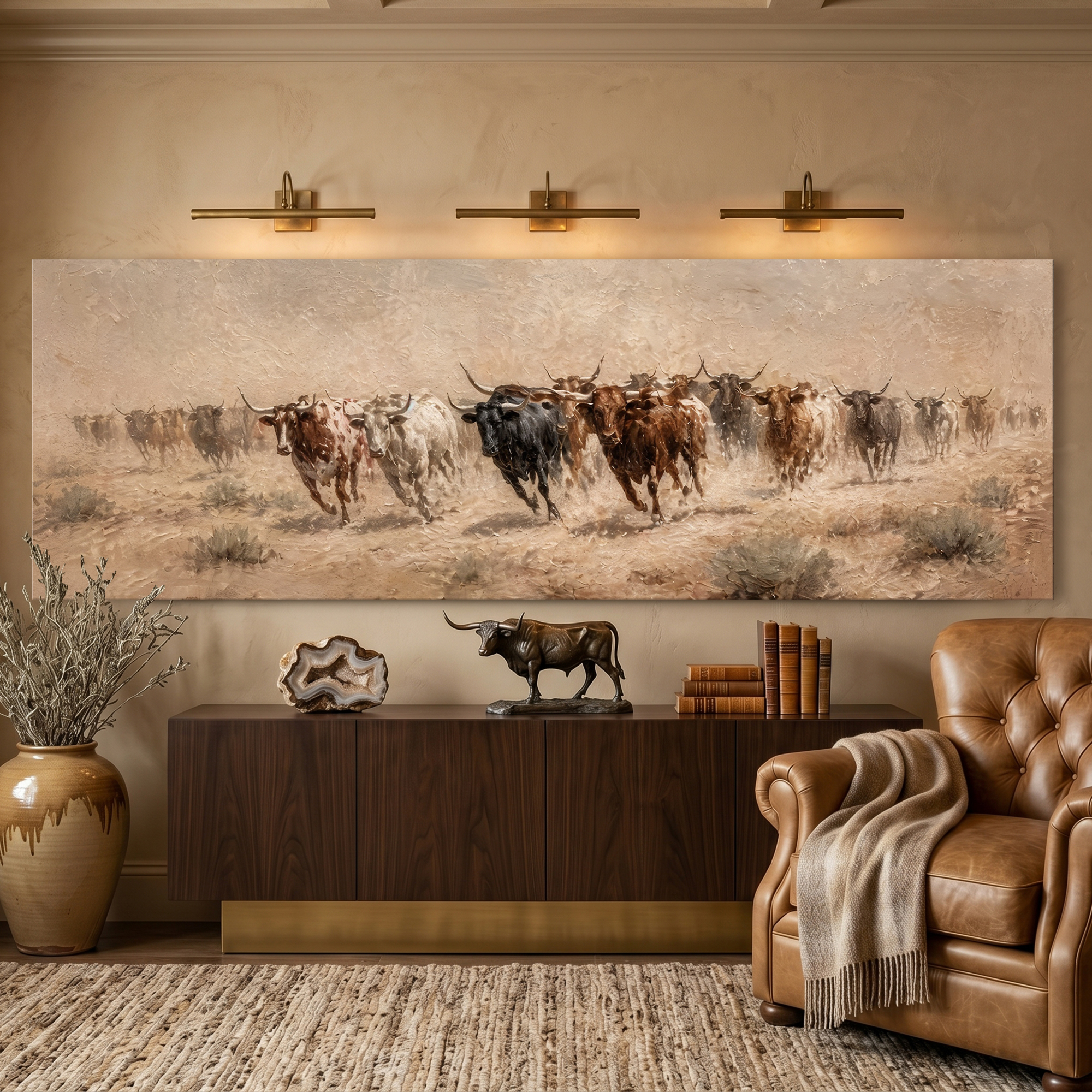 Tailored Canvases - Personalized Art Facebook ad: Longhorn Dust Trail