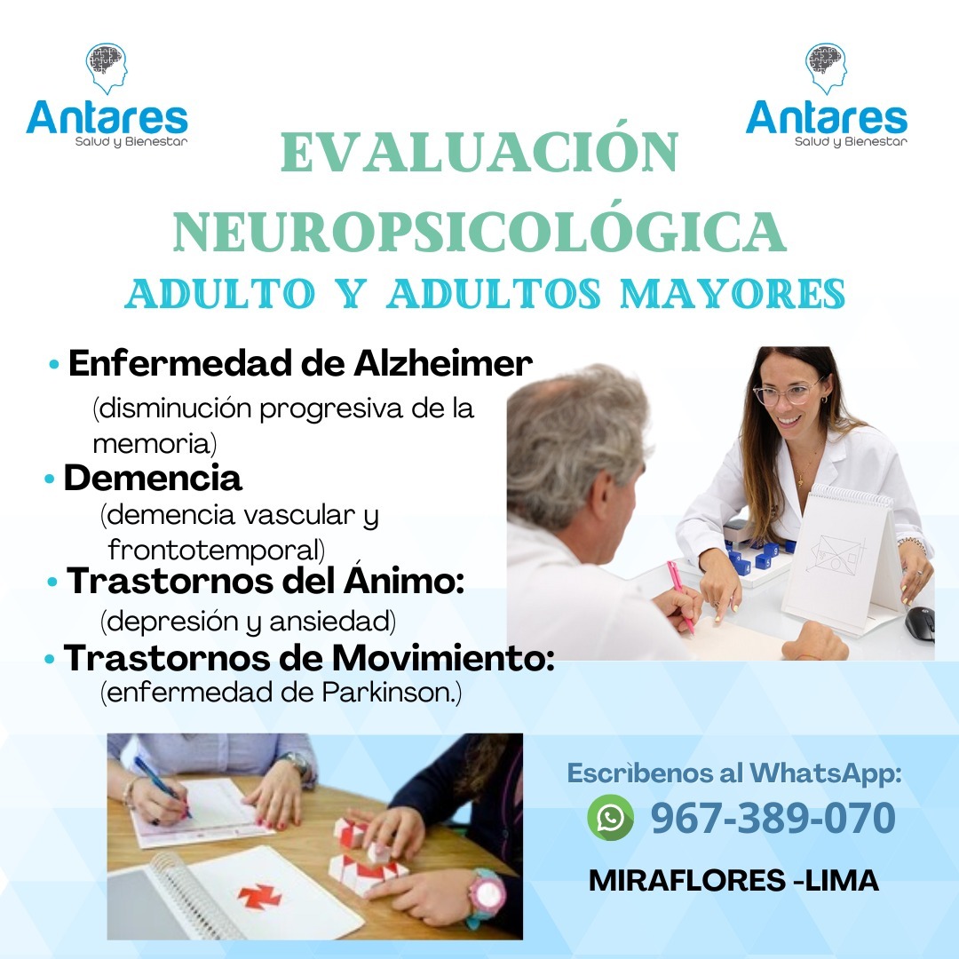 Antares salud y bienestar Facebook ad: La evaluación neuropsicológica en adultos es una…