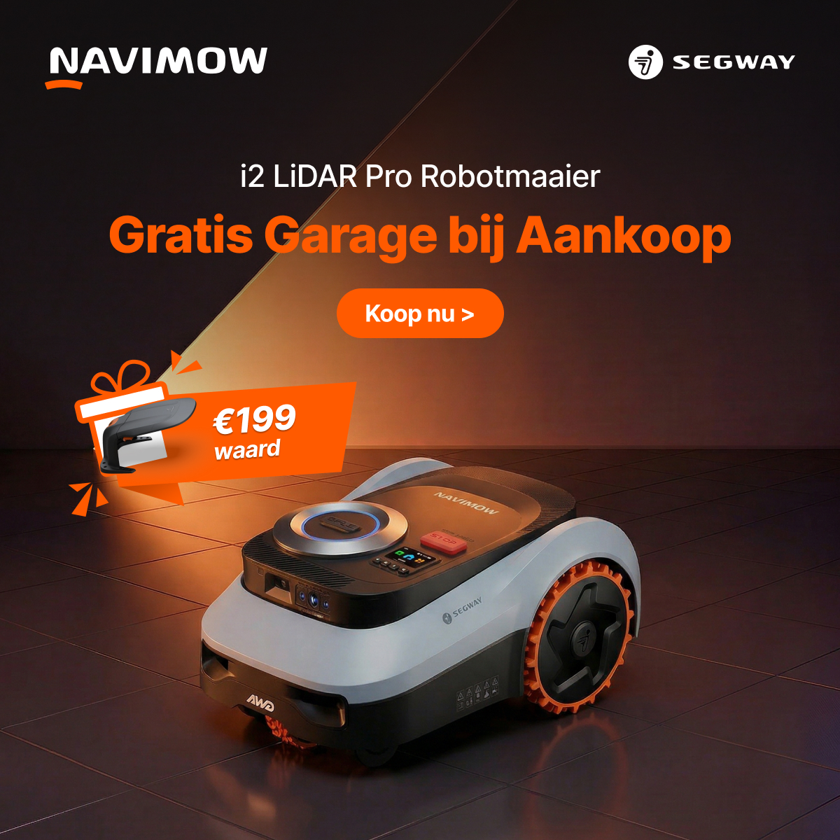 Segway Navimow Facebook ad: Navimow i2 LiDAR Pro, gratis garage