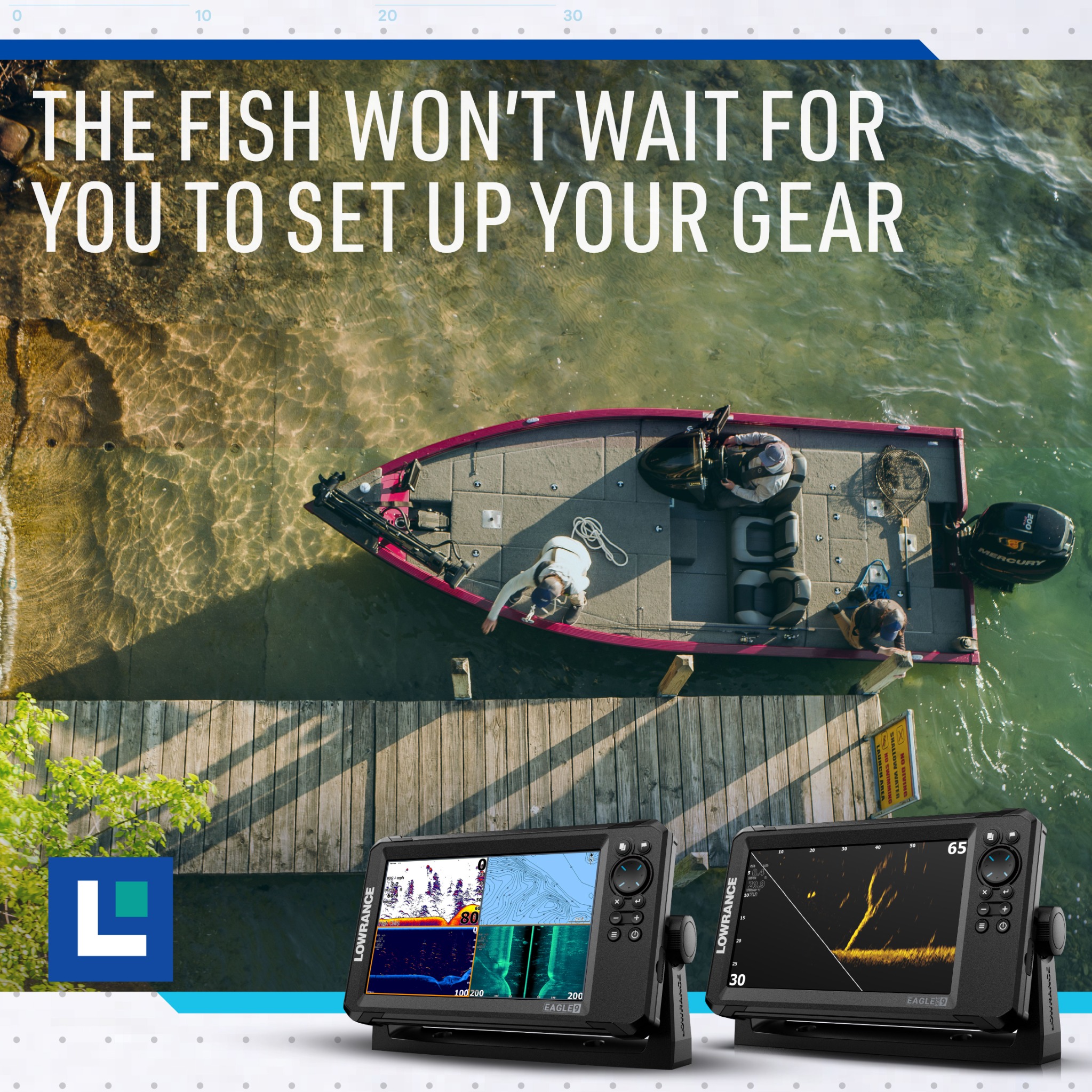 Lowrance Facebook ad: Get fishing fast with auto-tuning sonar and instant…