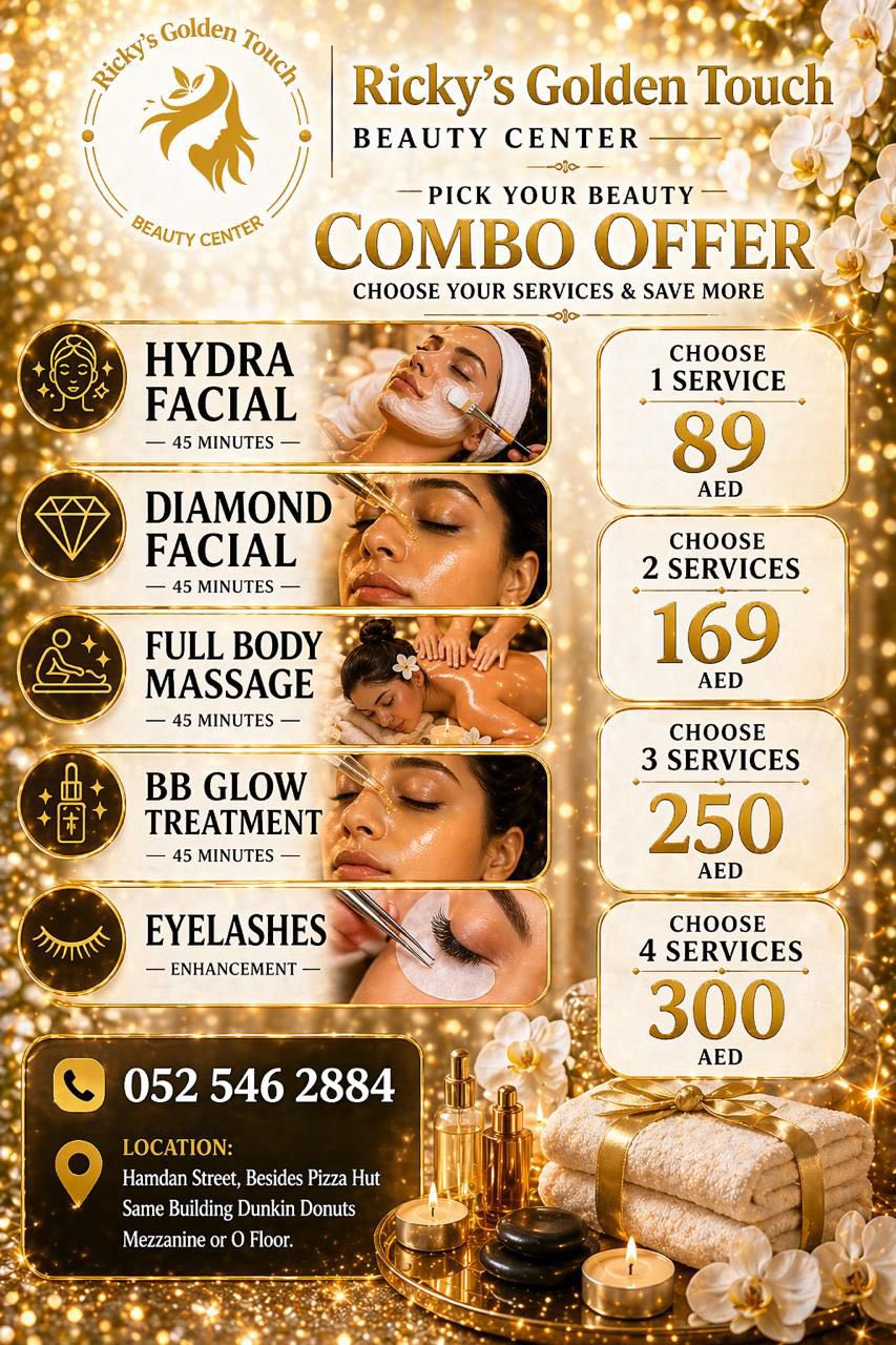 Rickys Golden Touch Beauty Center Facebook ad: ALL YOUR FAVORITE BEAUTY SERVICES IN ONE PLACE