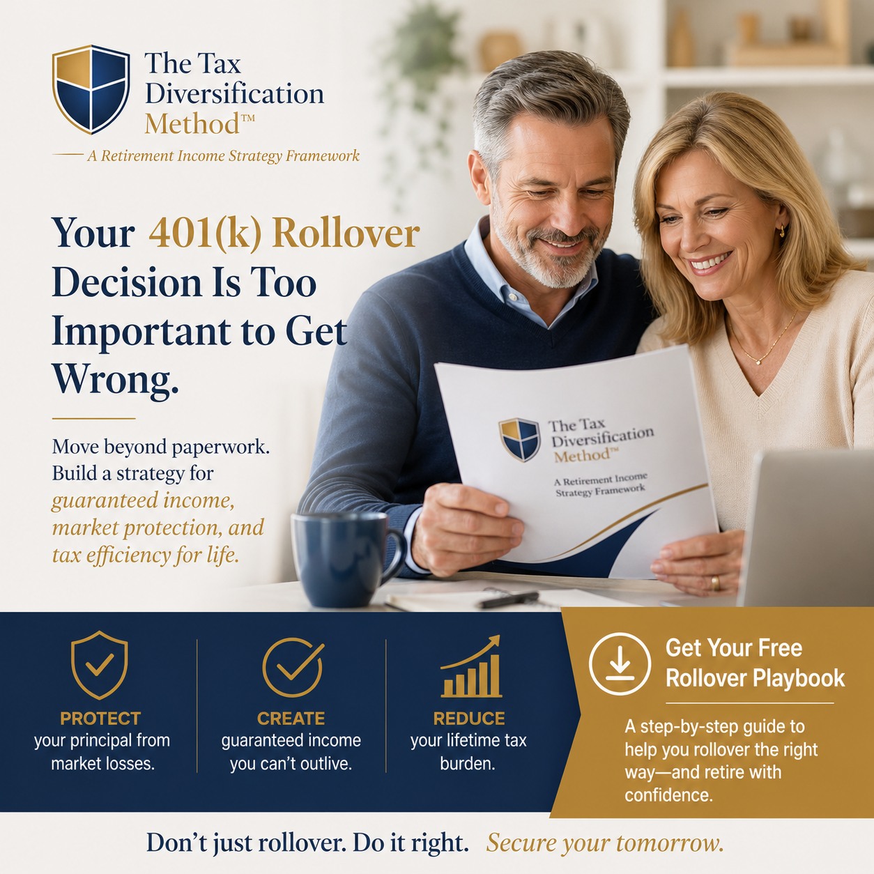 The Tax Diversification Method Facebook ad: Retire With TDM, Free Retirement Education Hub