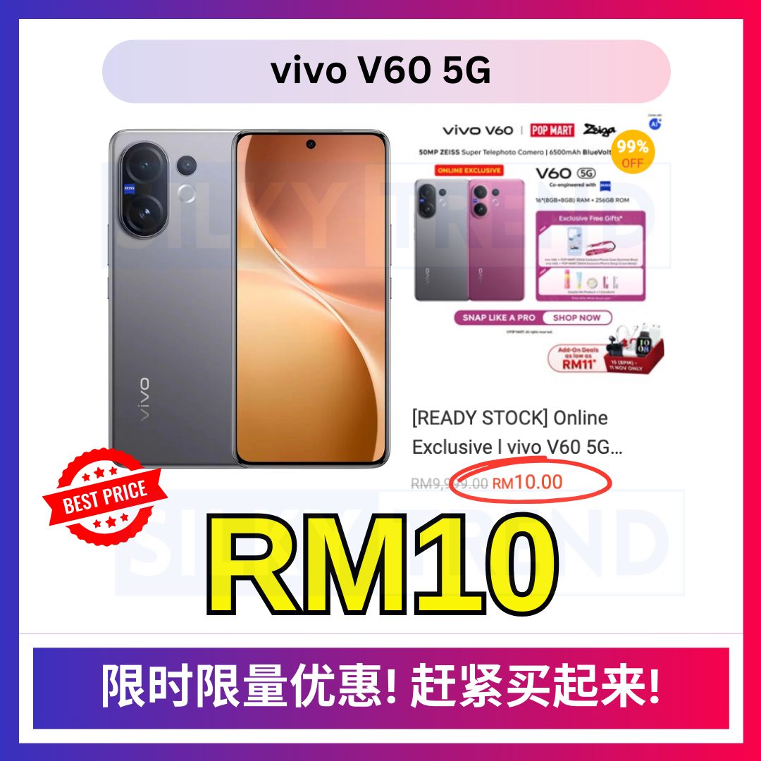 Silkytrend Facebook ad: vivo V60 只需RM10就能带回家!