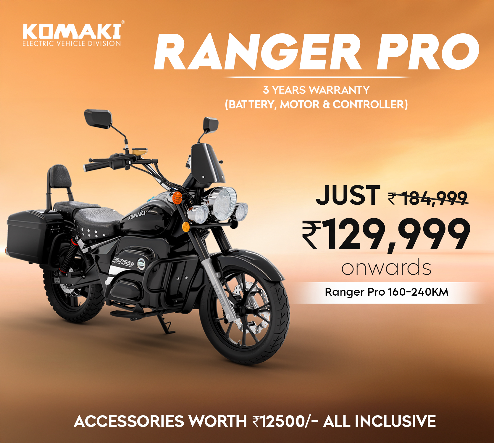 Komaki Electric Bike Facebook ad: Ranger Pro, Instant Torque