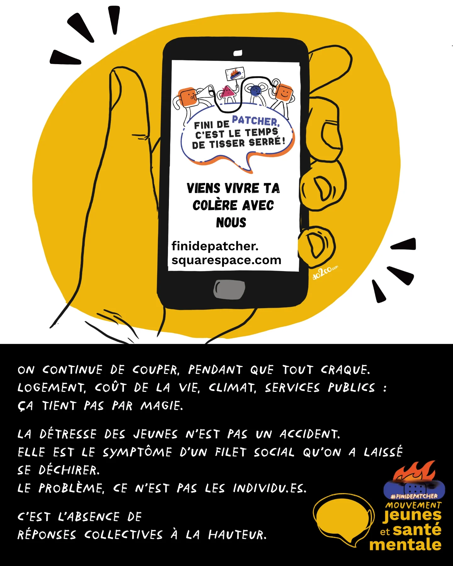 Mouvement Jeunes et santé mentale Facebook ad: Le filet social se défait fil par fil…