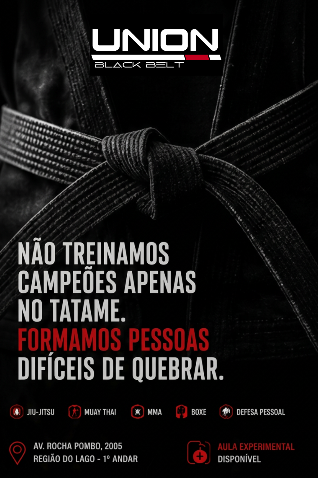 Union Black Belt Facebook ad: Você não nasce difícil de quebrar.