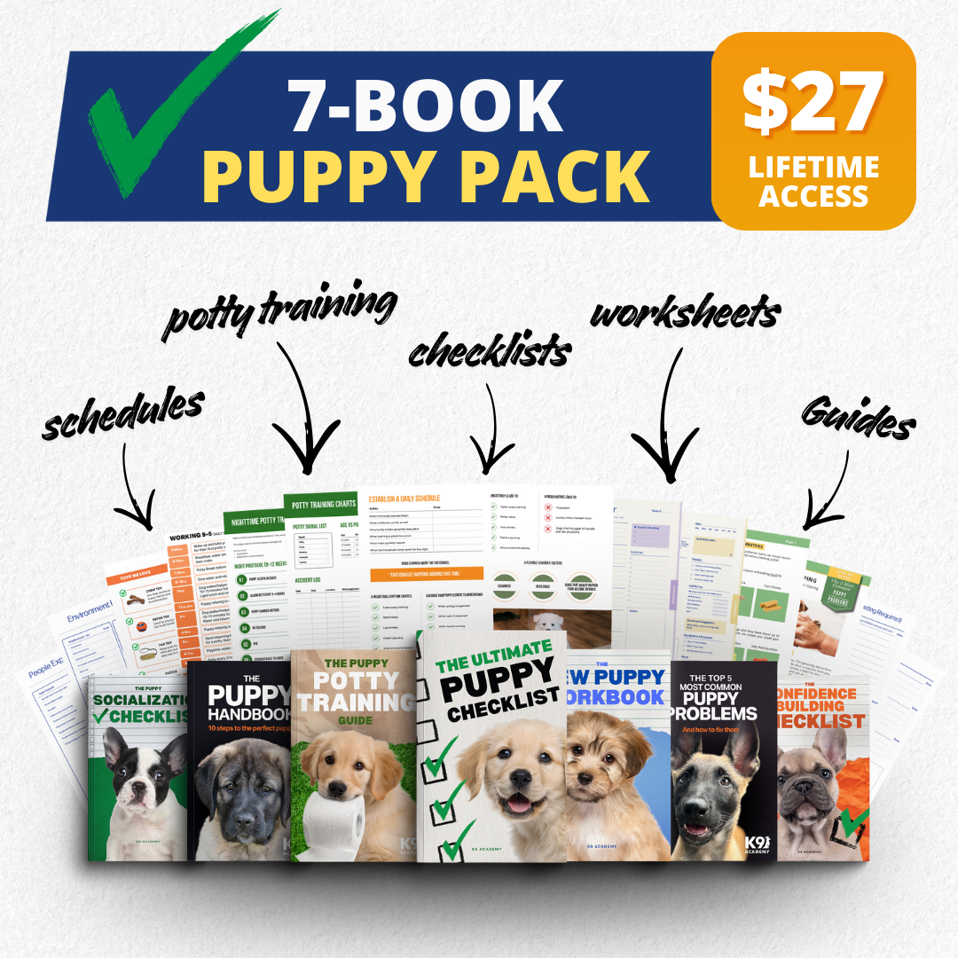 K9 Academy Facebook ad: 7 Puppy Training Books. One Simple Pack.