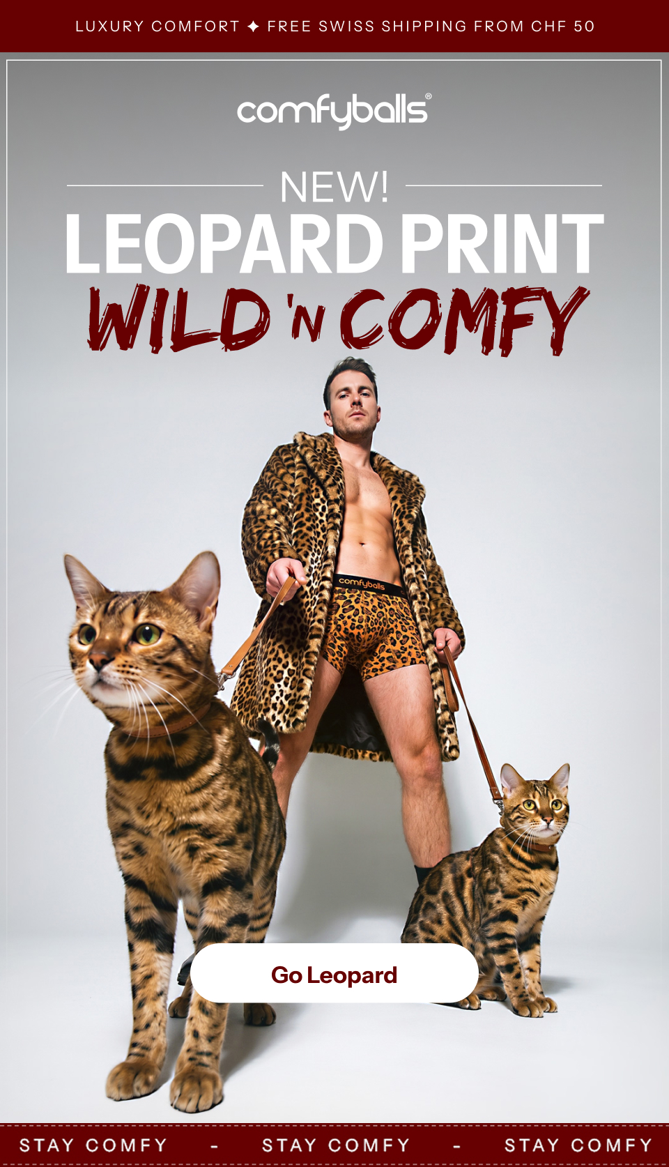 Comfyballs CH Facebook ad: New drop: Wild ’n Comfy