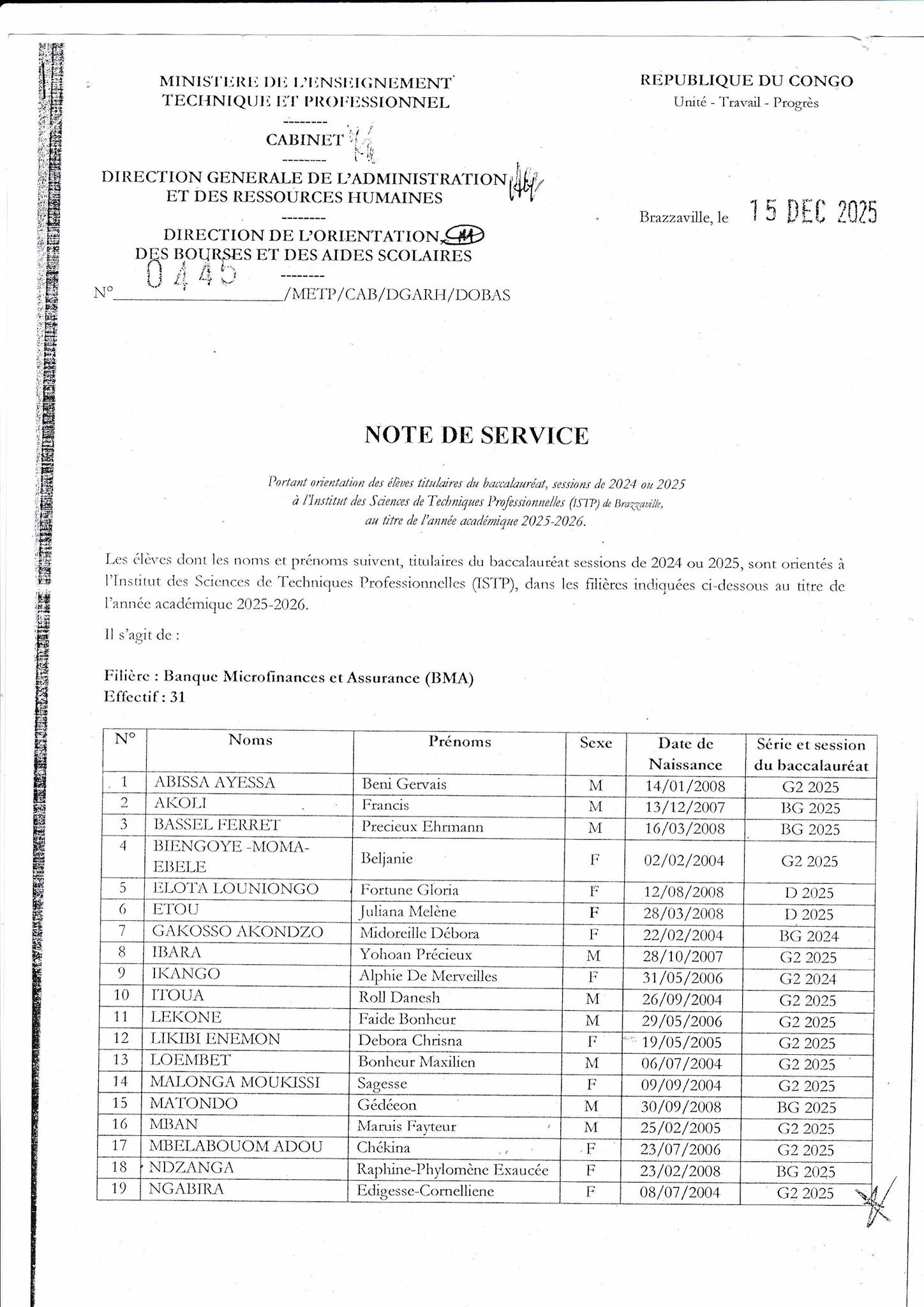 ISTP INFOS Facebook ad: ISTP BOURSIERS 2025-2026