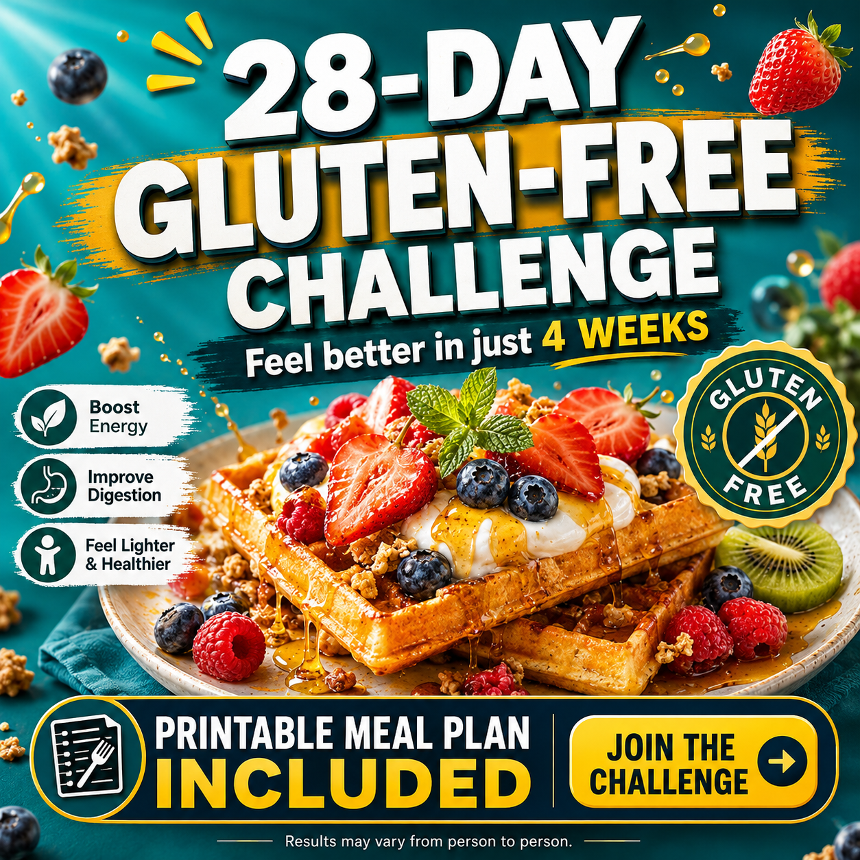 ZeroGluten Chef Facebook ad: Start Your 28-Day Gluten-Free Challenge