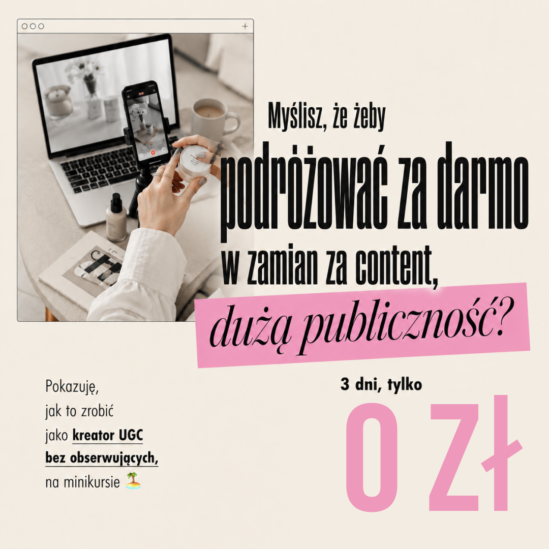 Weronika Uszko Facebook ad: 3-dniowy mini-kurs online o UGC