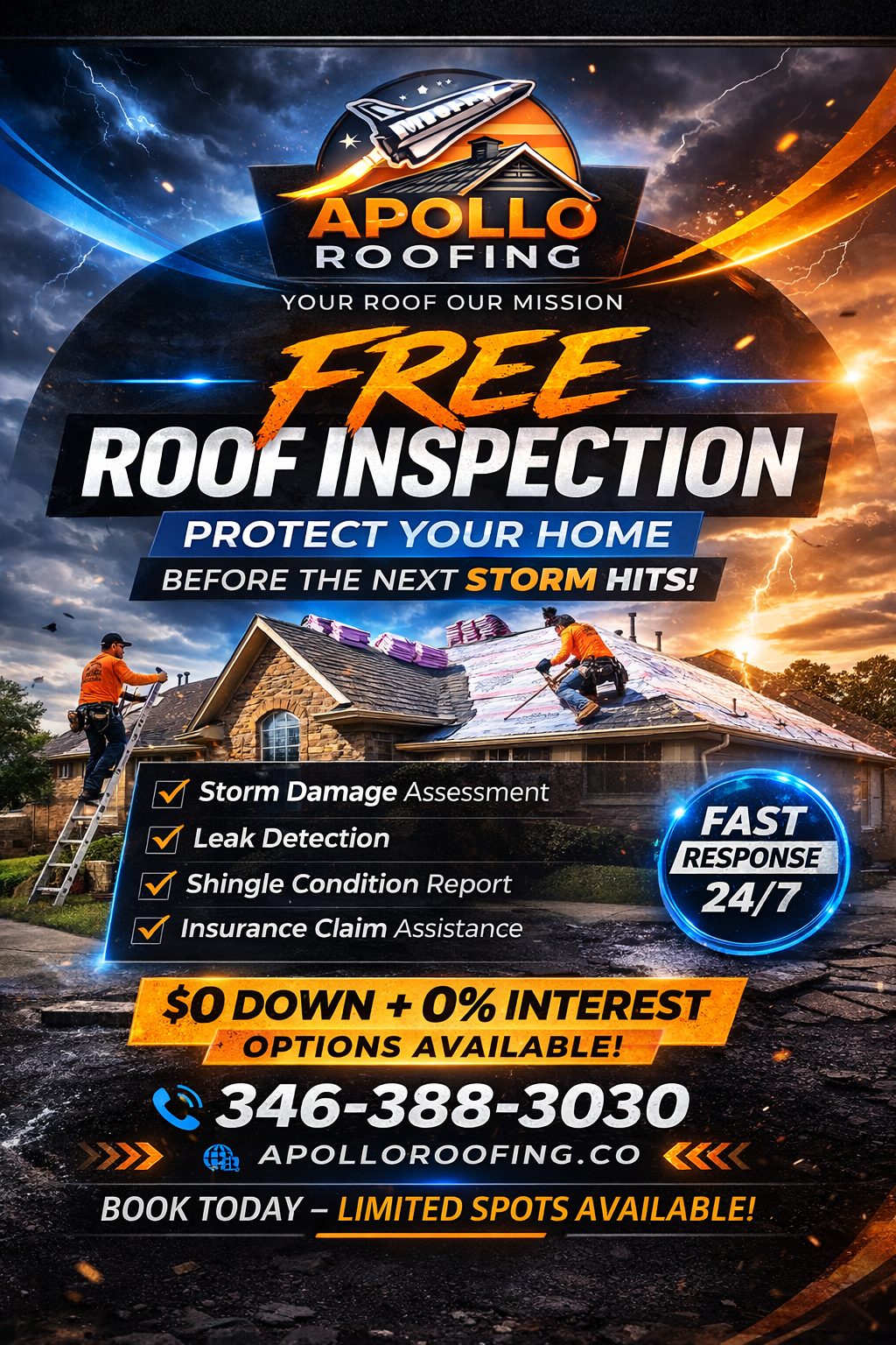 Apollo Roofing Facebook ad from May 15, 2026