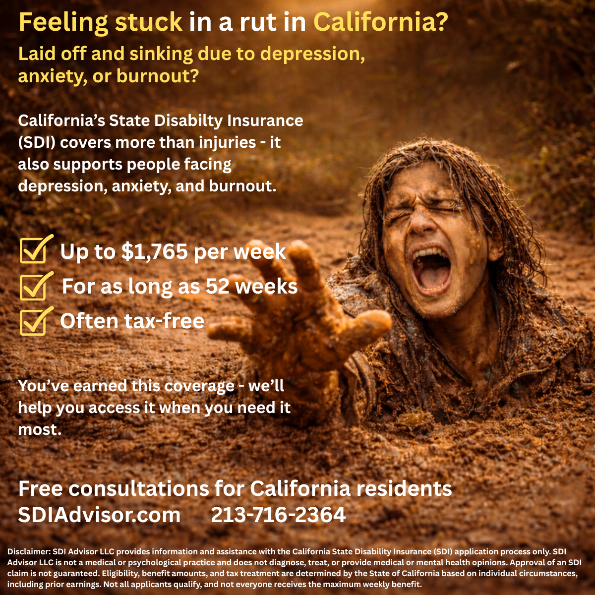 Sdiadvisor Facebook ad: Unemployment benefits in California max out at $450…