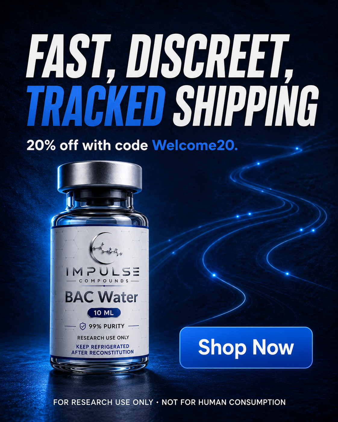 Impulse Compounds Facebook ad: 20% Off Your First Research Order
