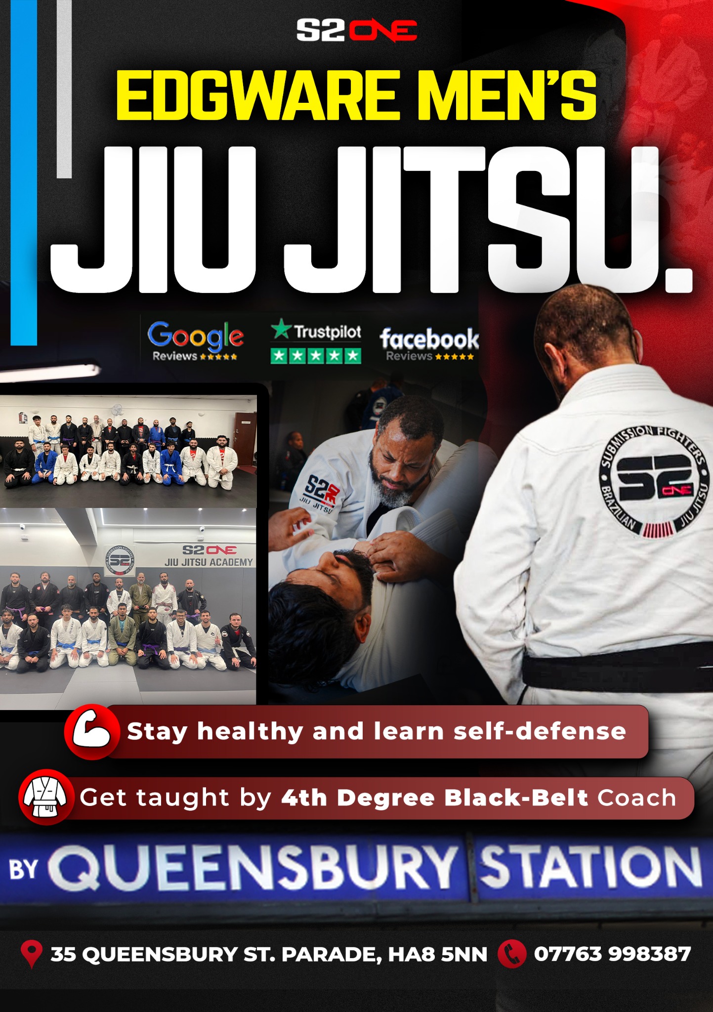 S2one Jiu Jitsu Academy Facebook ad: All MEN should lead their families and build confidence