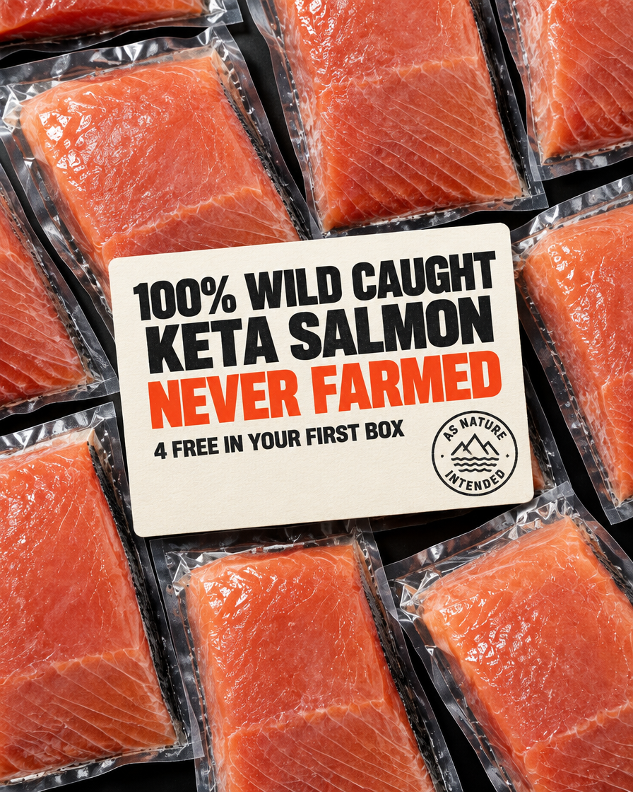ButcherCrowd Facebook ad: 4 Free Wild Salmon Fillets