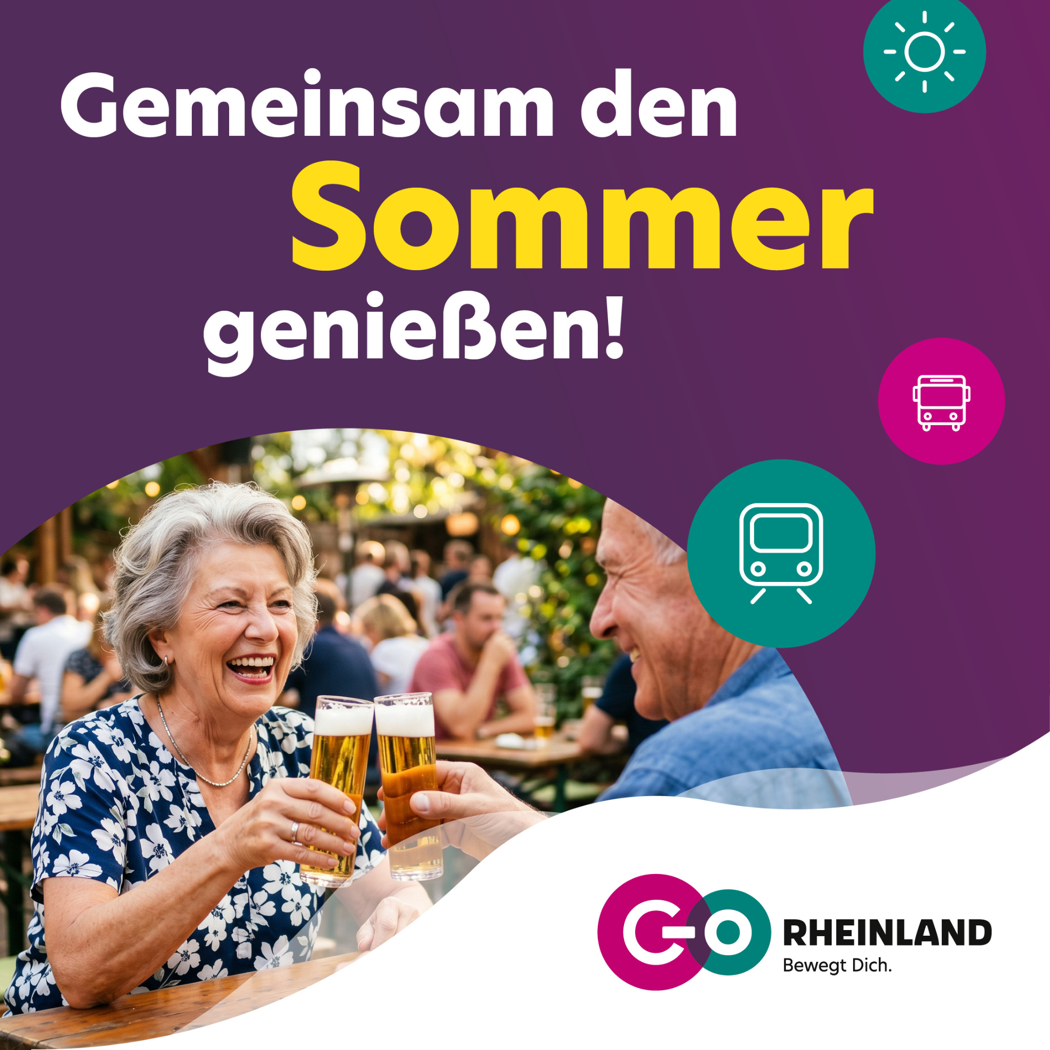 go.Rheinland Facebook ad: Biergarten-Sommer im Rheinland: Einfach hin mit Bus, Bahn…
